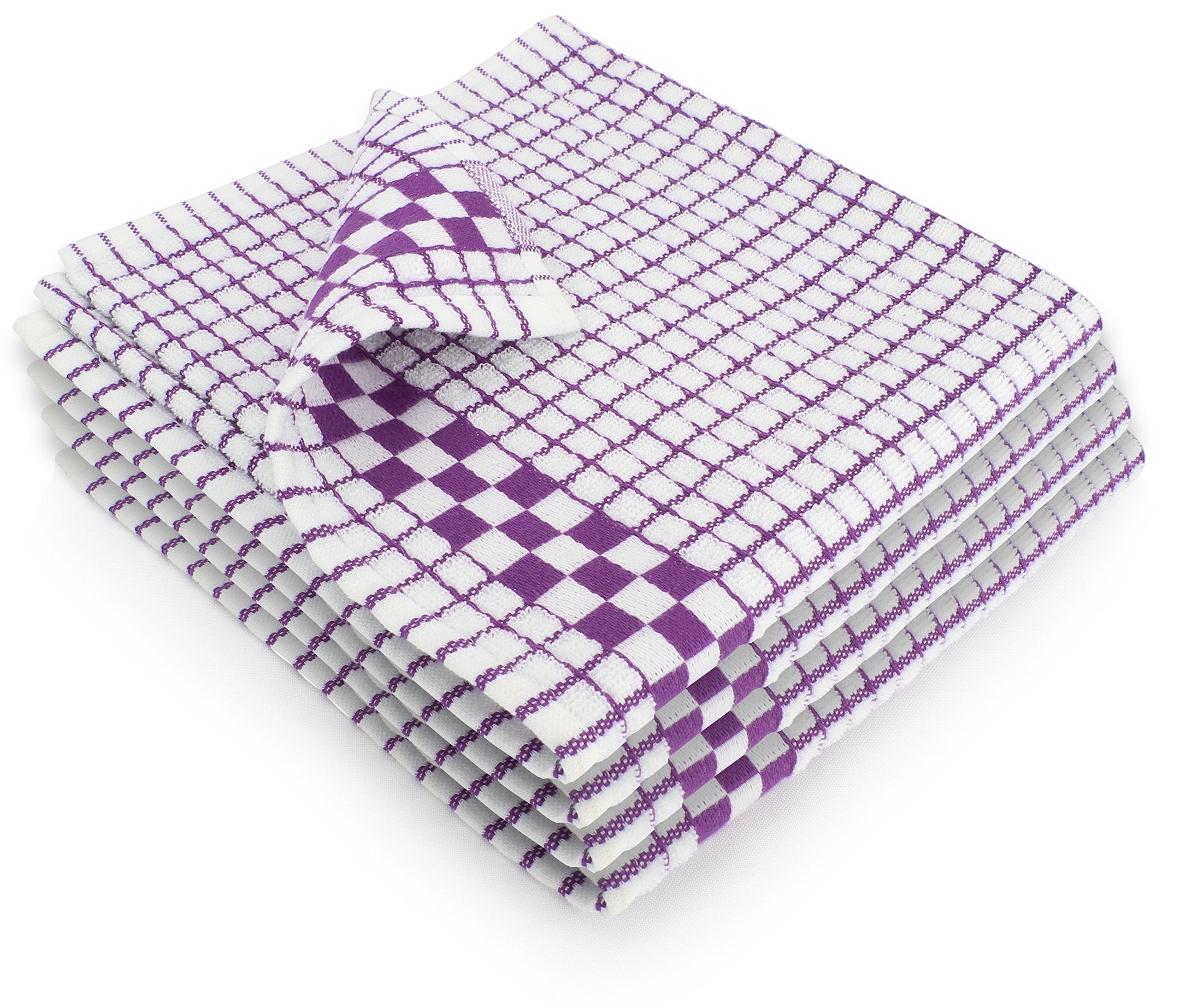 Fecido Classic Kitchen Dish Towels With Hanging Loop - Set Of 4, Purple
