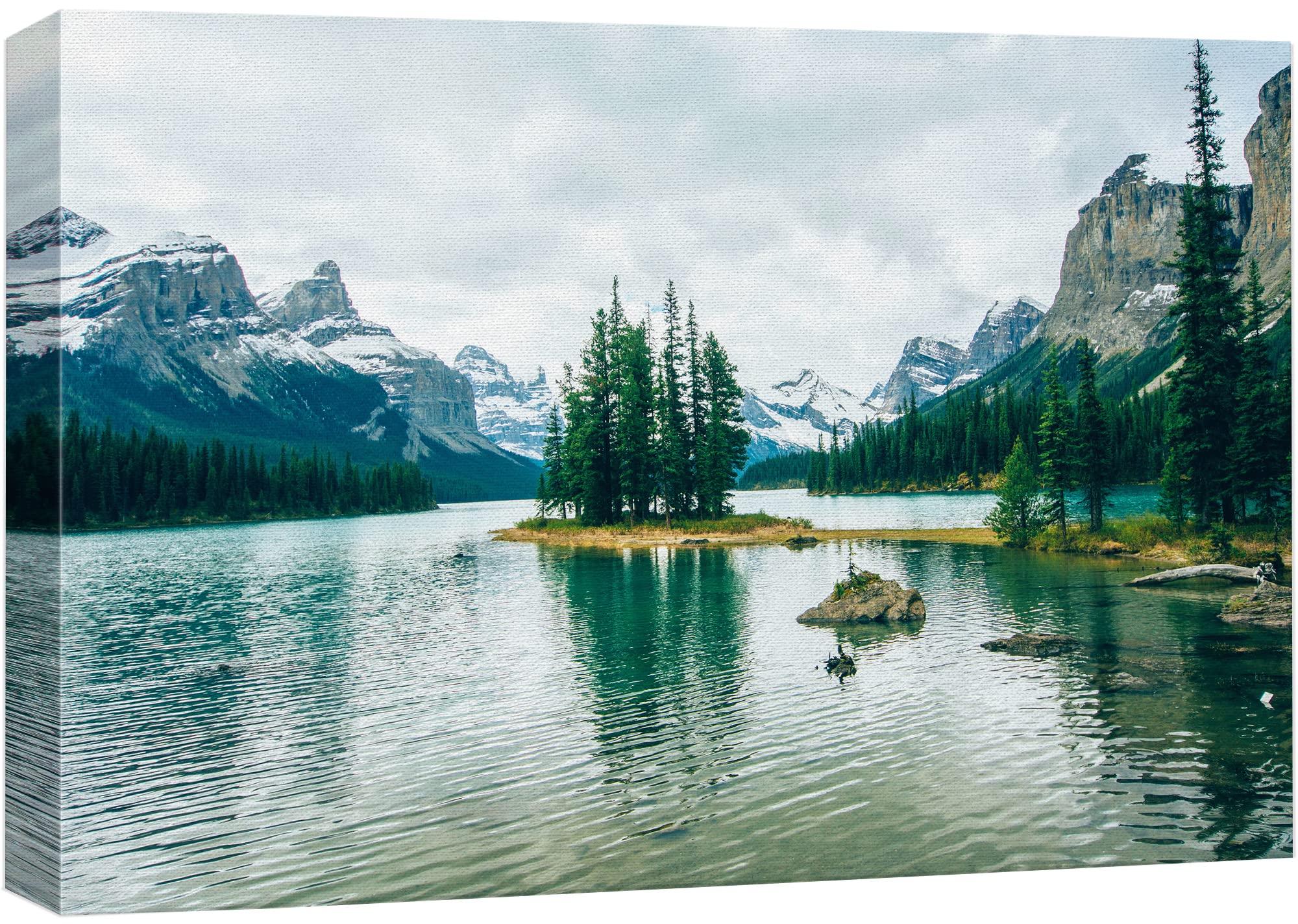 Wall26 Canvas Print Wall Art Winter Pine Tree Forest Mountain Lake Nature Wilderness Photography Realism Earth Scenery Rustic Sc