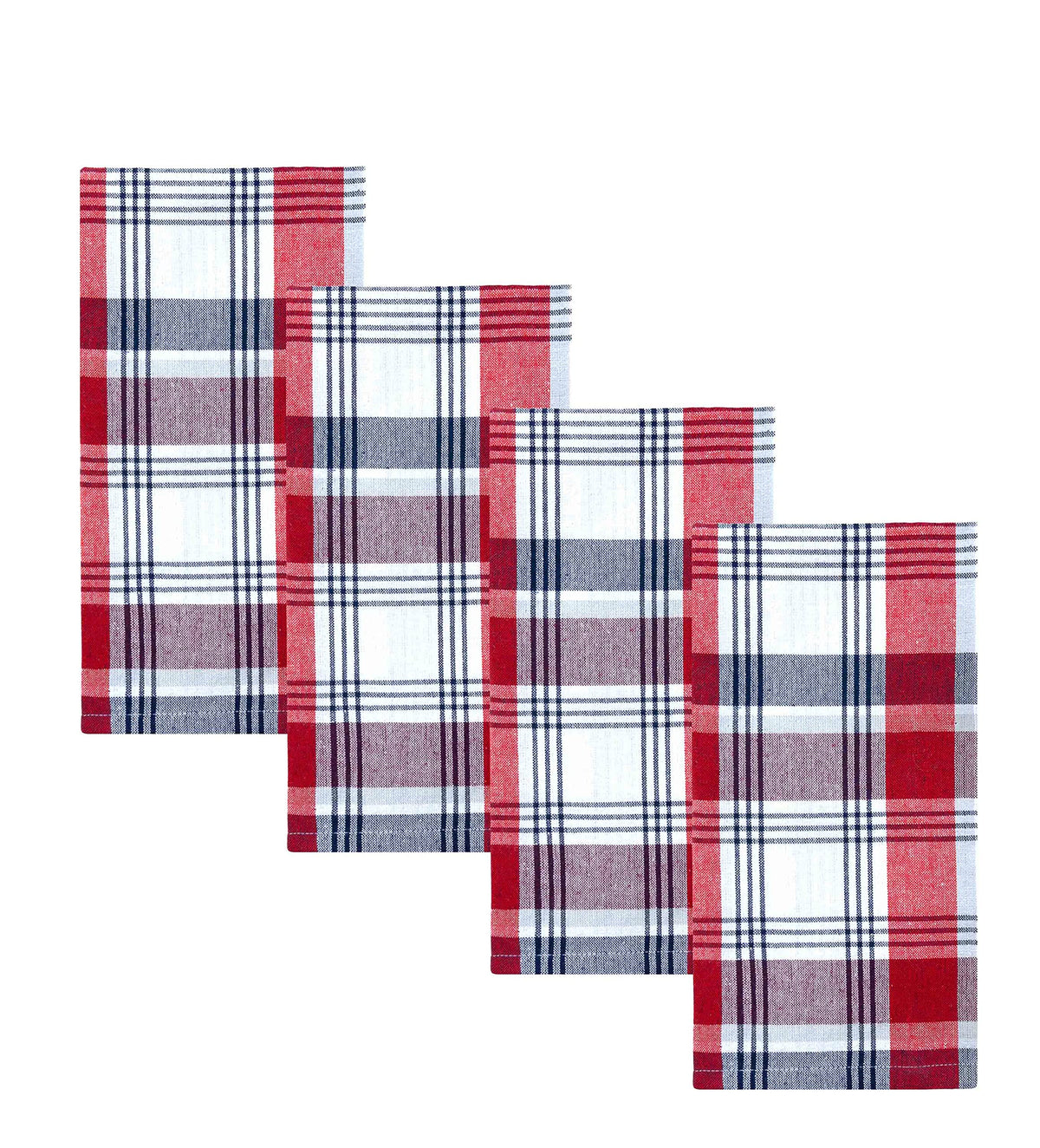 Home Bargains Plus Americana Square Fabric Napkins, Set Of 4 Napkins, Patriotic Celebration, Red White And Blue Plaid Fabric Nap