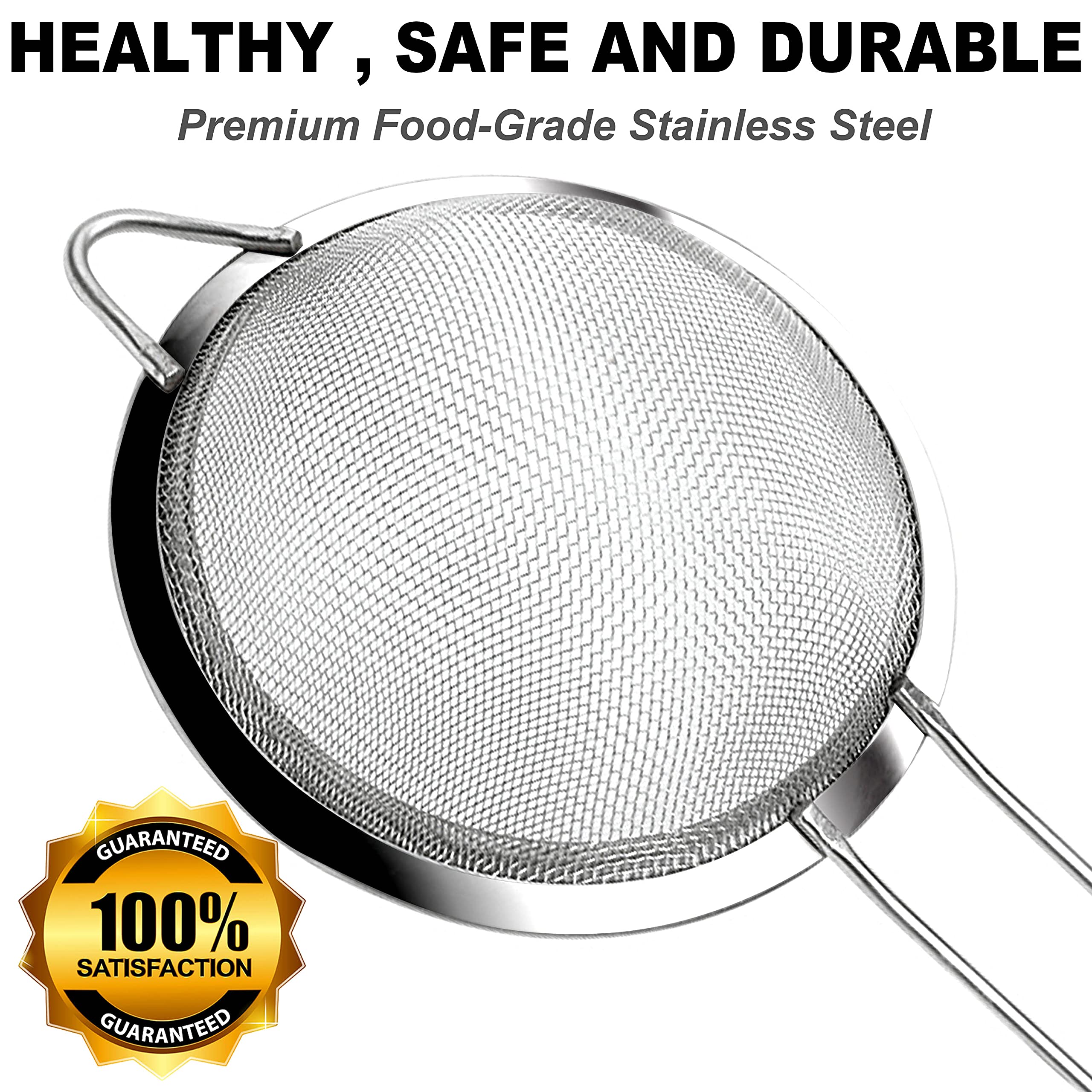 Anaeat Fine Mesh Strainers - Premium Stainless Steel Colander Sieve Sifters, With Durable Mesh And Sturdy Handle, Excellent For
