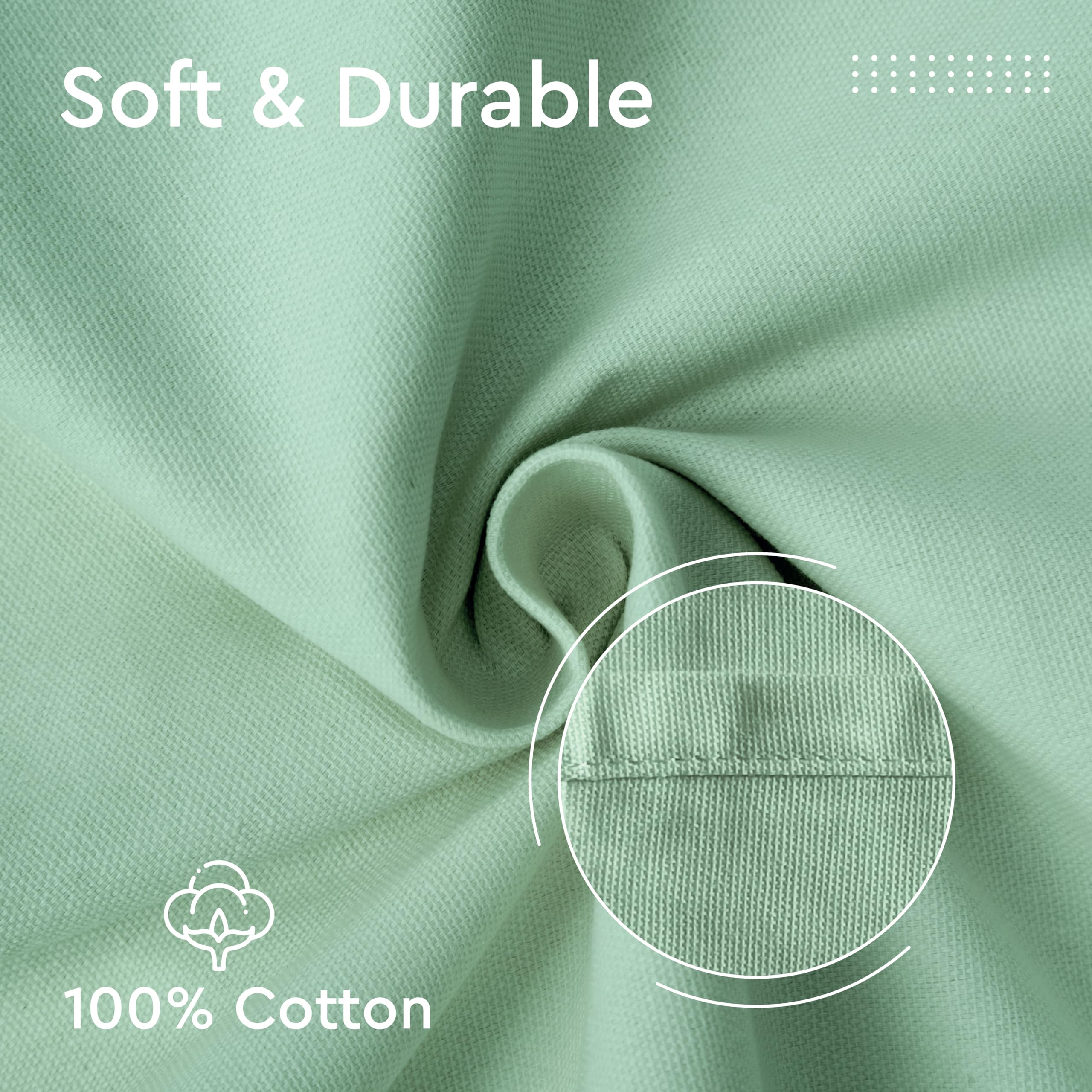 Encasa Xo Cotton Cloth Napkins | Set Of 12 | Size 17''X17'' | Mint Green Solid Color | Machine Washable