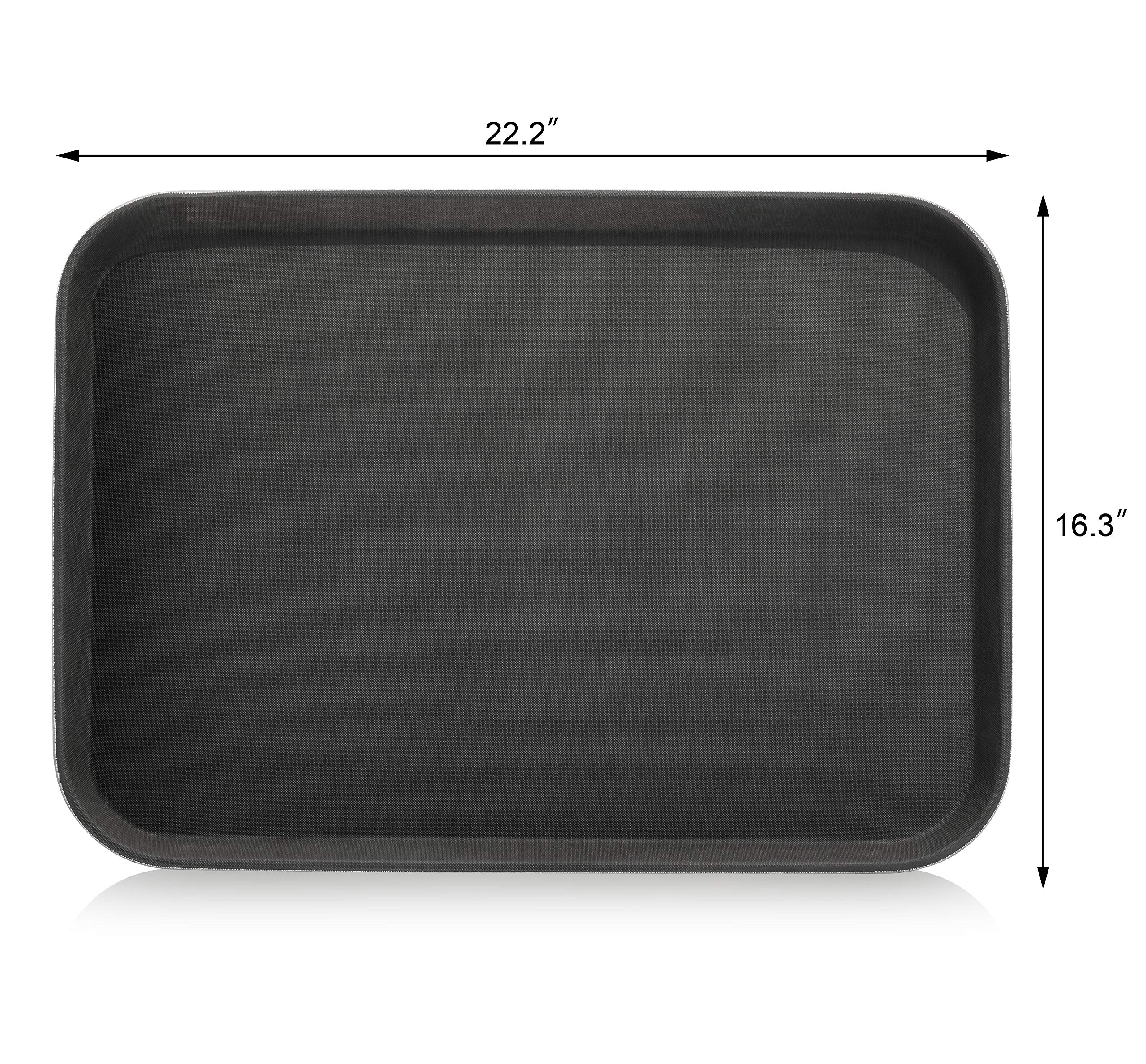 New Star Foodservice 25279 Restaurant Grade Non-Slip Tray, Plastic, Rubber Lined, Rectangular, 16-Inch X 22-Inch, Black