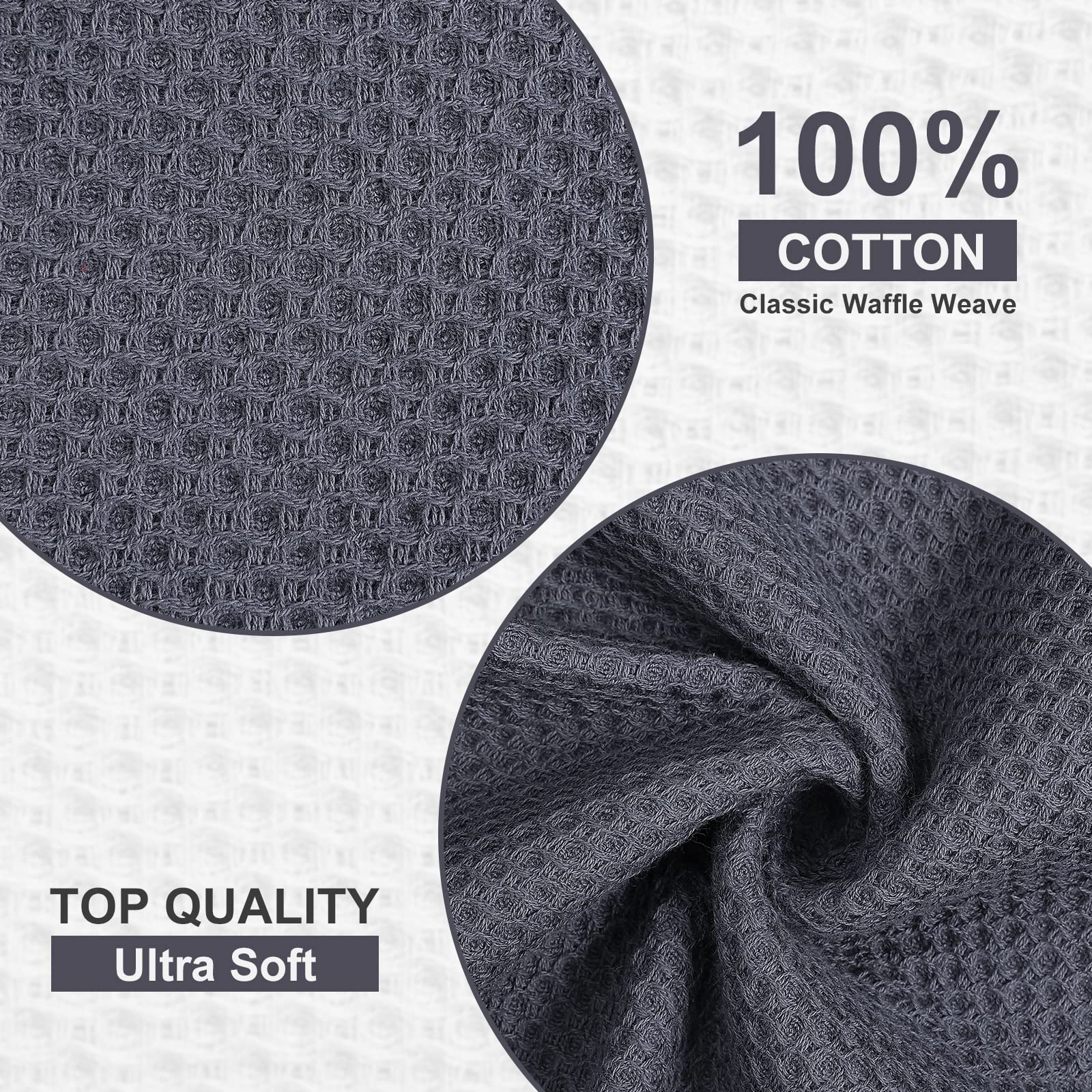 Kitinjoy 100% Cotton Kitchen Dish Cloths, 6 Pack Waffle Weave Ultra Soft Absorbent Dish Towels For Drying Dishes Quick Drying Ki