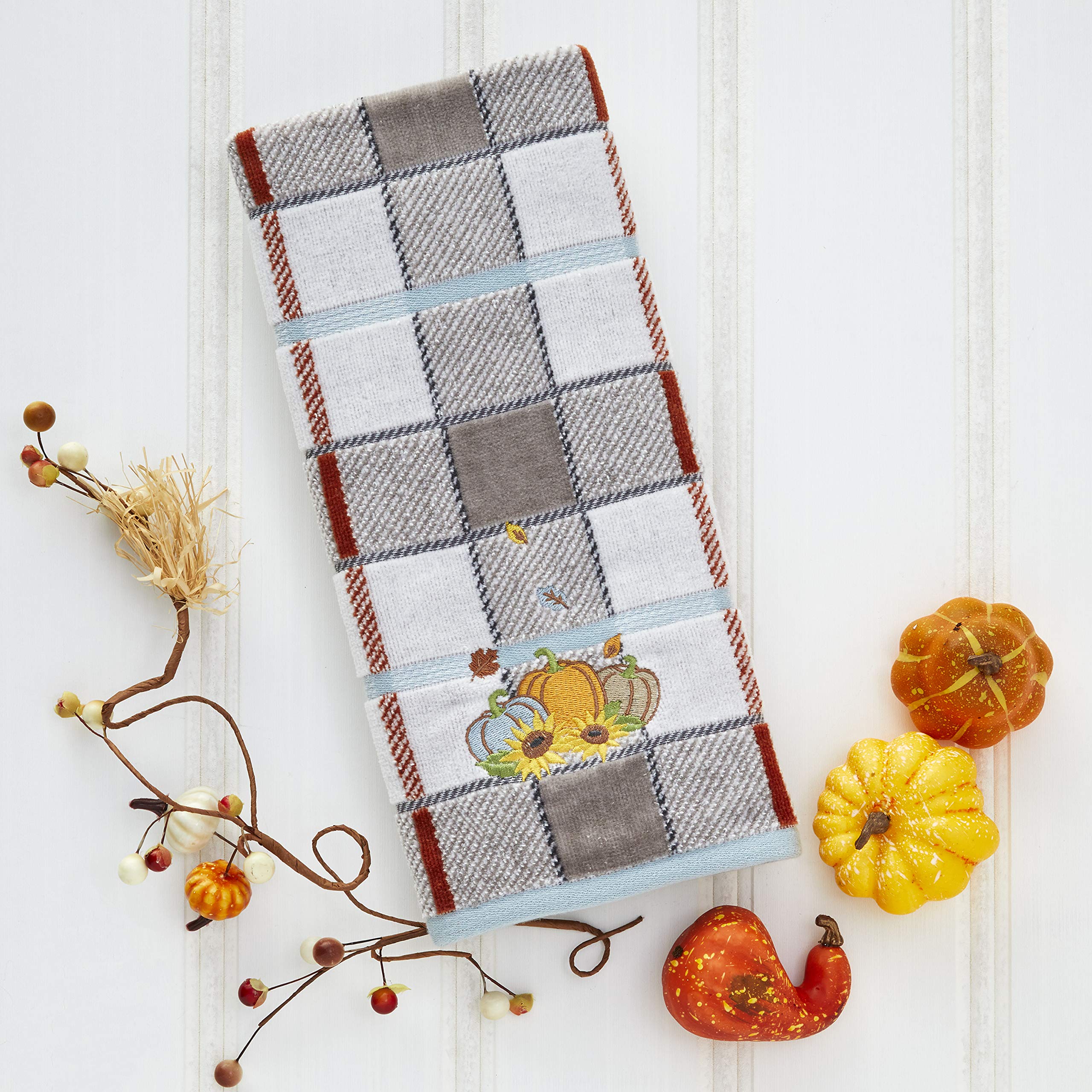 SKL Home Harvest Pumpkins Hand Towel  Plaid Small