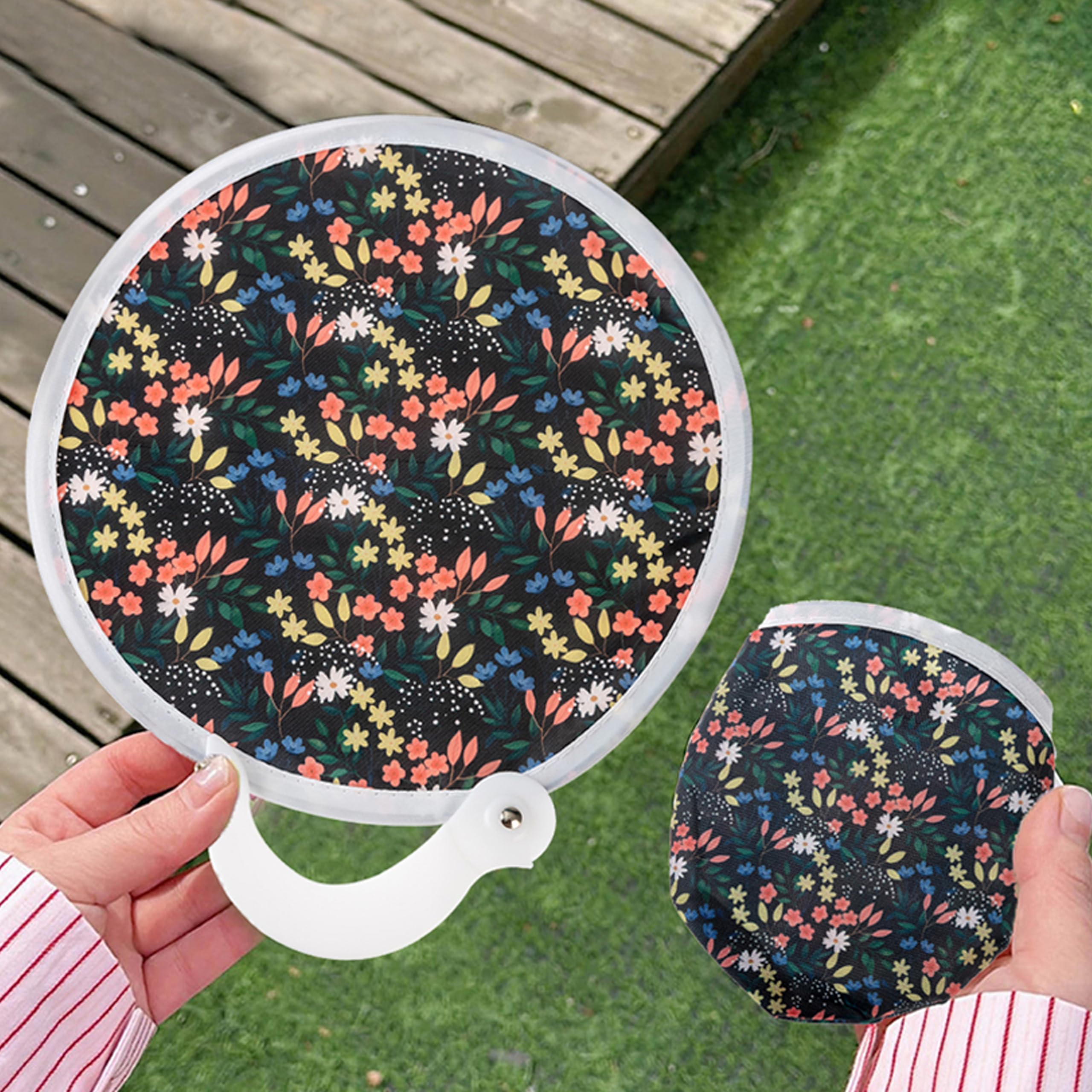 Salutto Round Foldable Hand Fan Japanese Folding Fan Round For Women Daily Use Festival Wedding Party Favors Outdoor Games Party