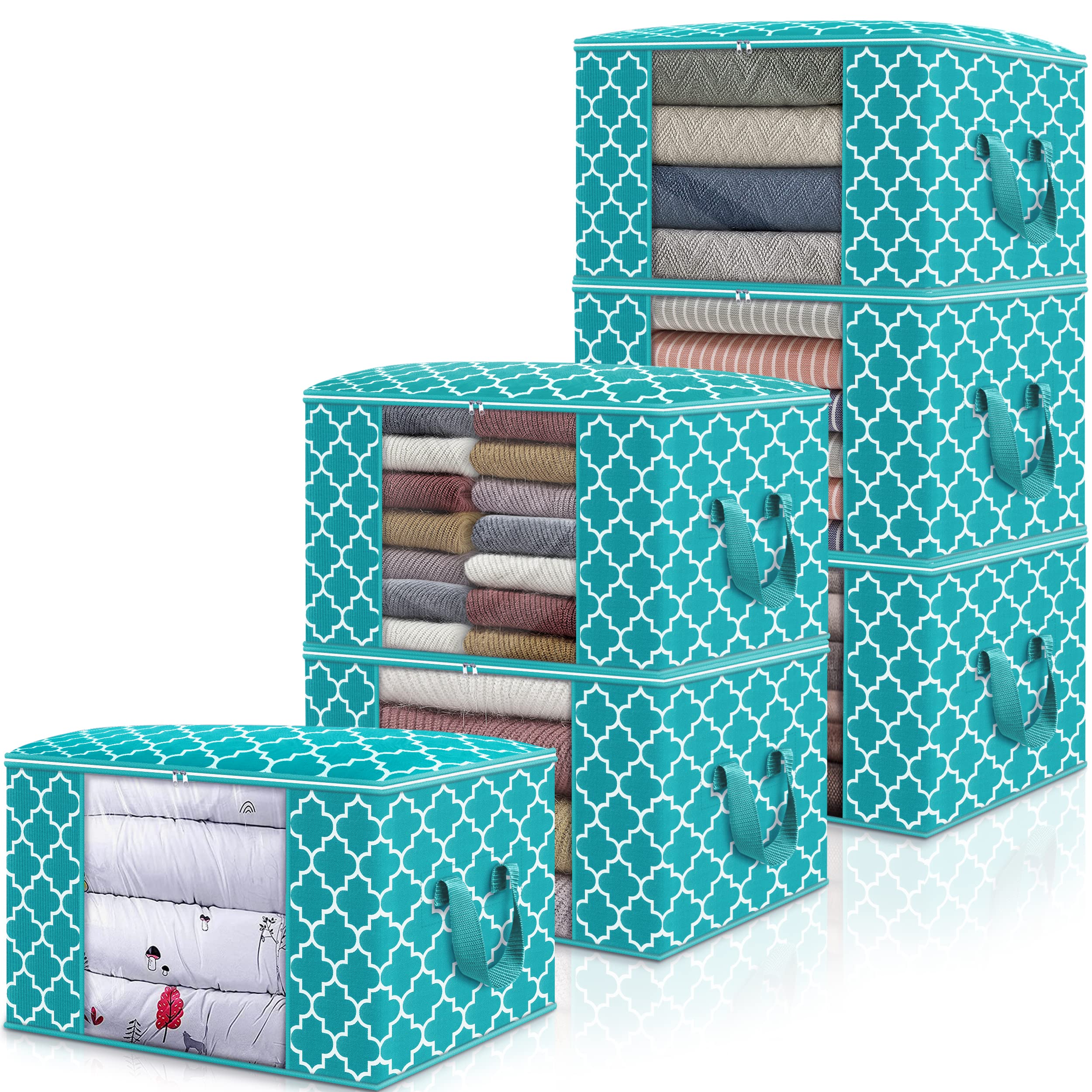 WISELIFE Storage Bags 100L [6 Pack] Large Blanket Clothes Organization and Storage Containers for Bedding, Comforters, Foldable