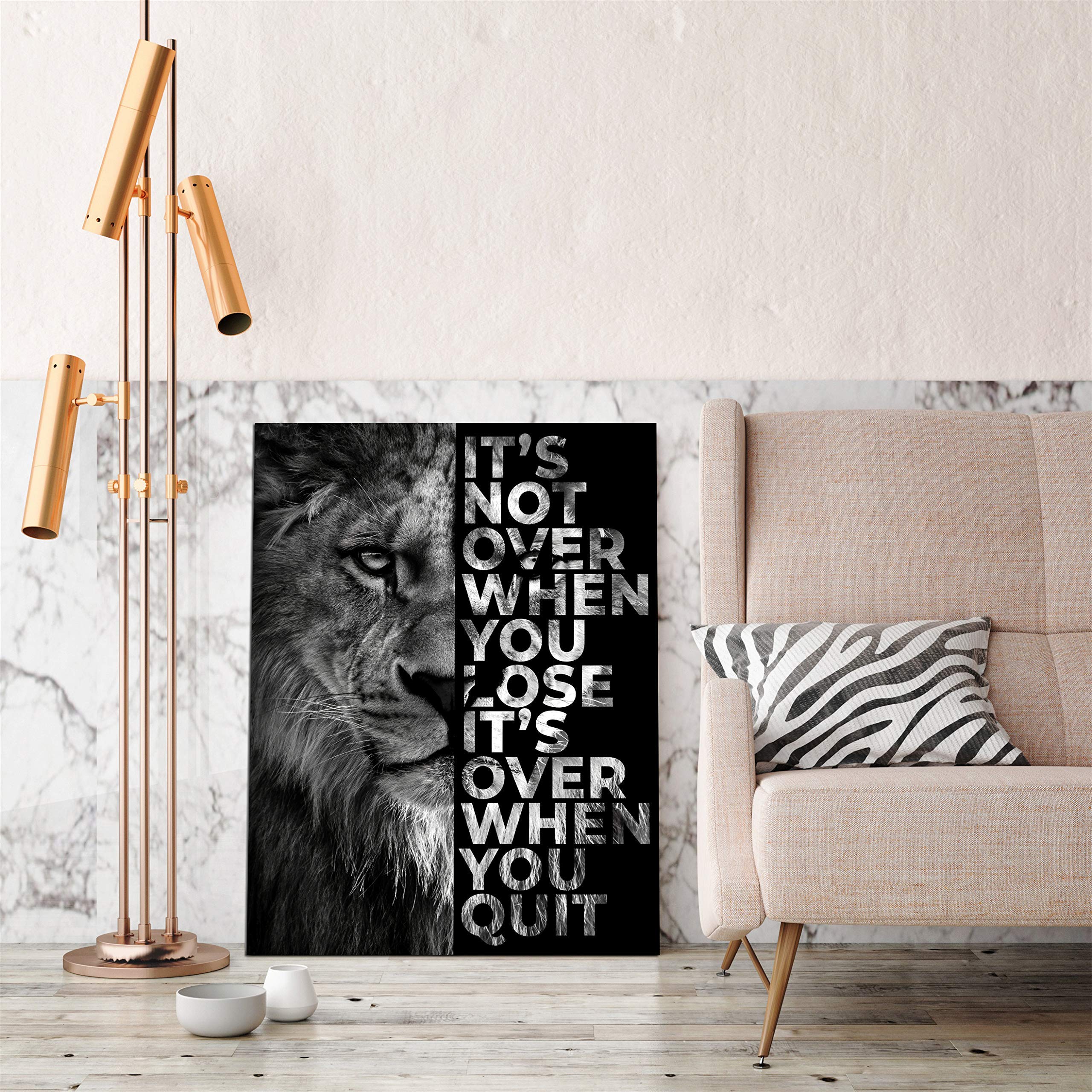 Lion Inspirational Wall Art Entrepreneur Quotes Its Not Over When You Lose Canvas Posters -Motivational Lion Canvas Print Frame