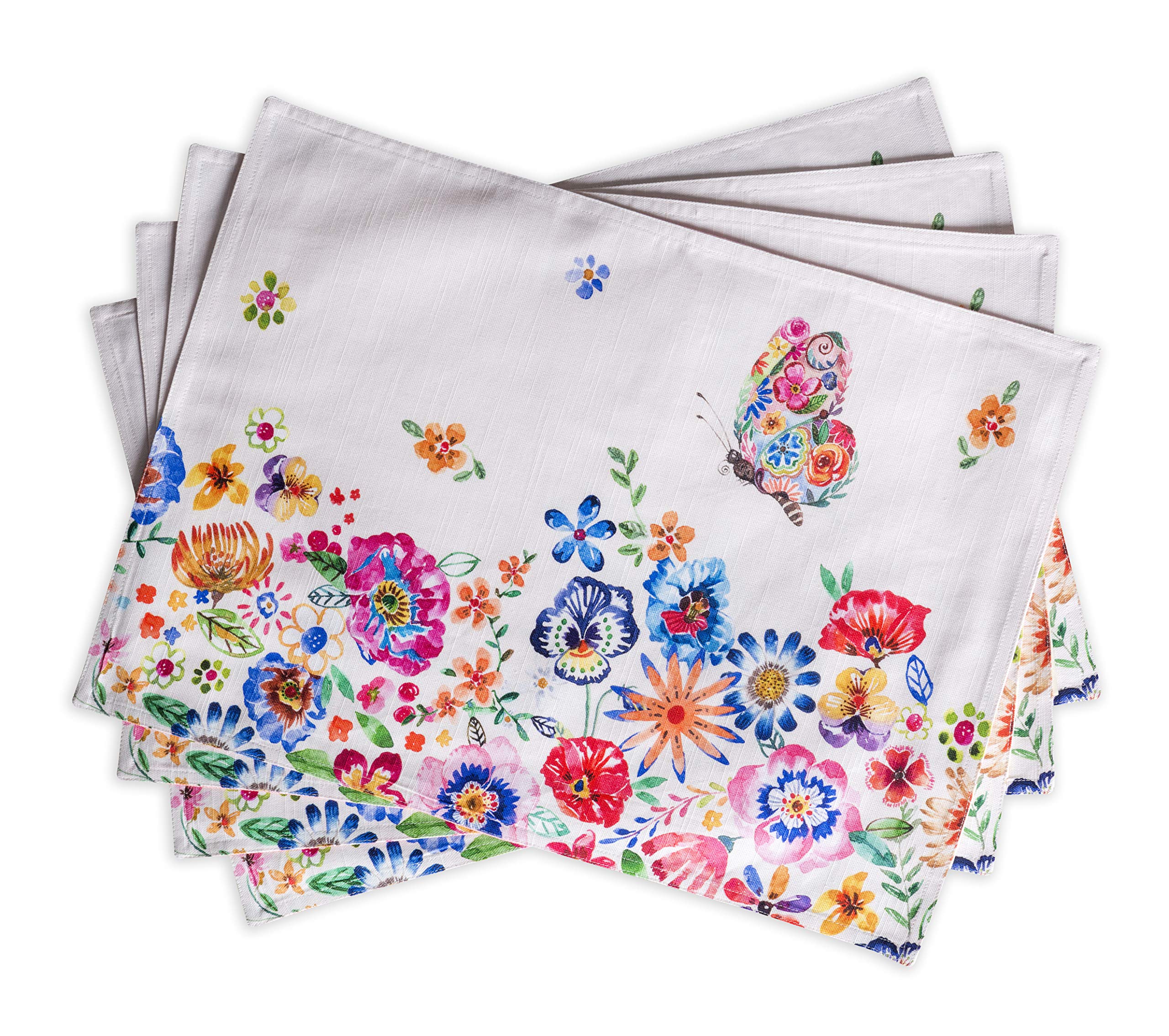 Maison D' Hermine Placemat 100% Cotton Cloth Placemats Decorative Washable Placemats, Home, Kitchen, Dining & Camping, Happy Flo