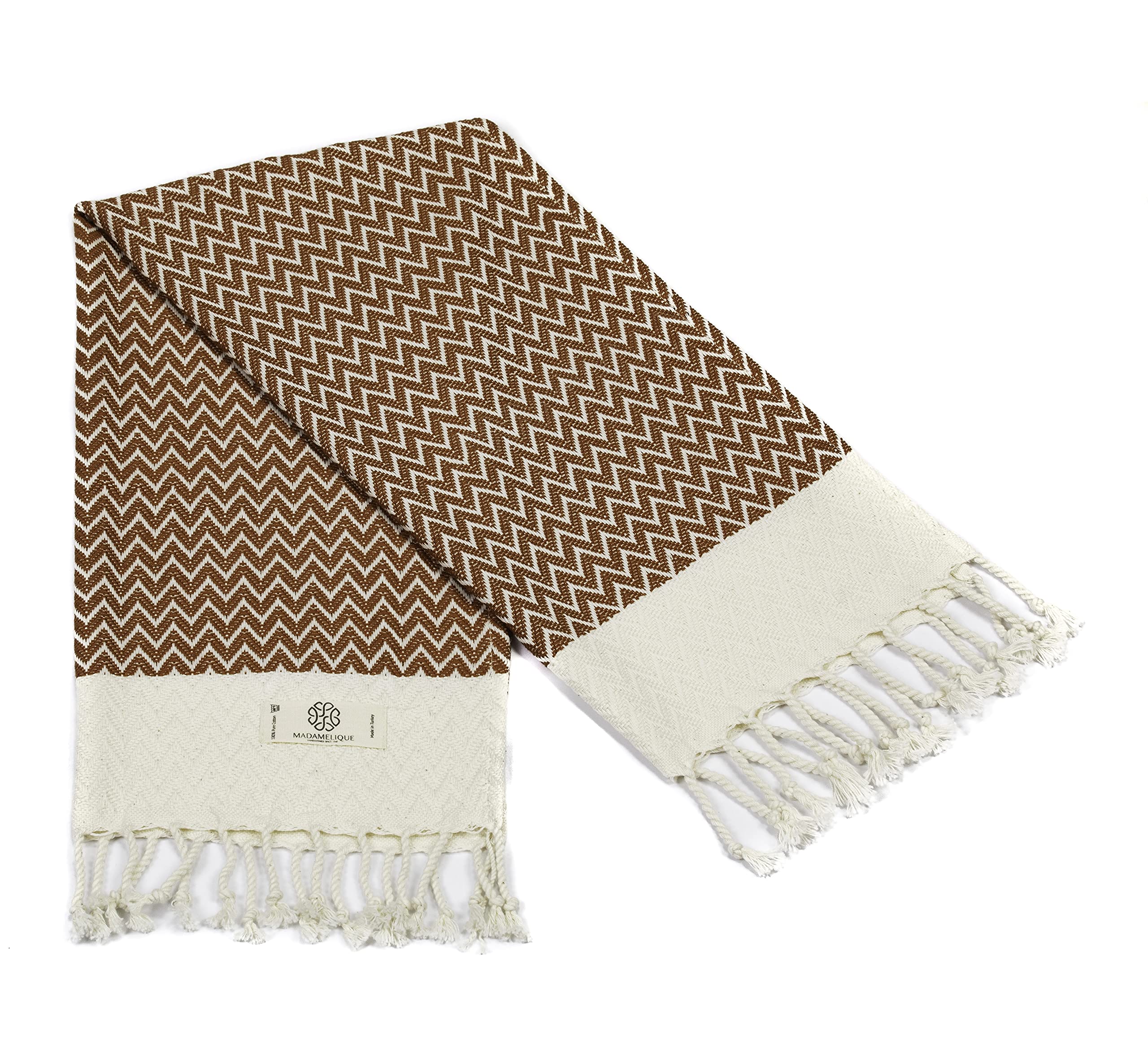 Madamelique Exclusive Hand Towels Set of 2-18 x 40 Inches - Decorative Bathroom Peshtemal Towel for Hand  Face  Hair  Yoga  Tea  Dishcloth  Kitchen and Bath - 100% Pure Cotton (Terracotta)