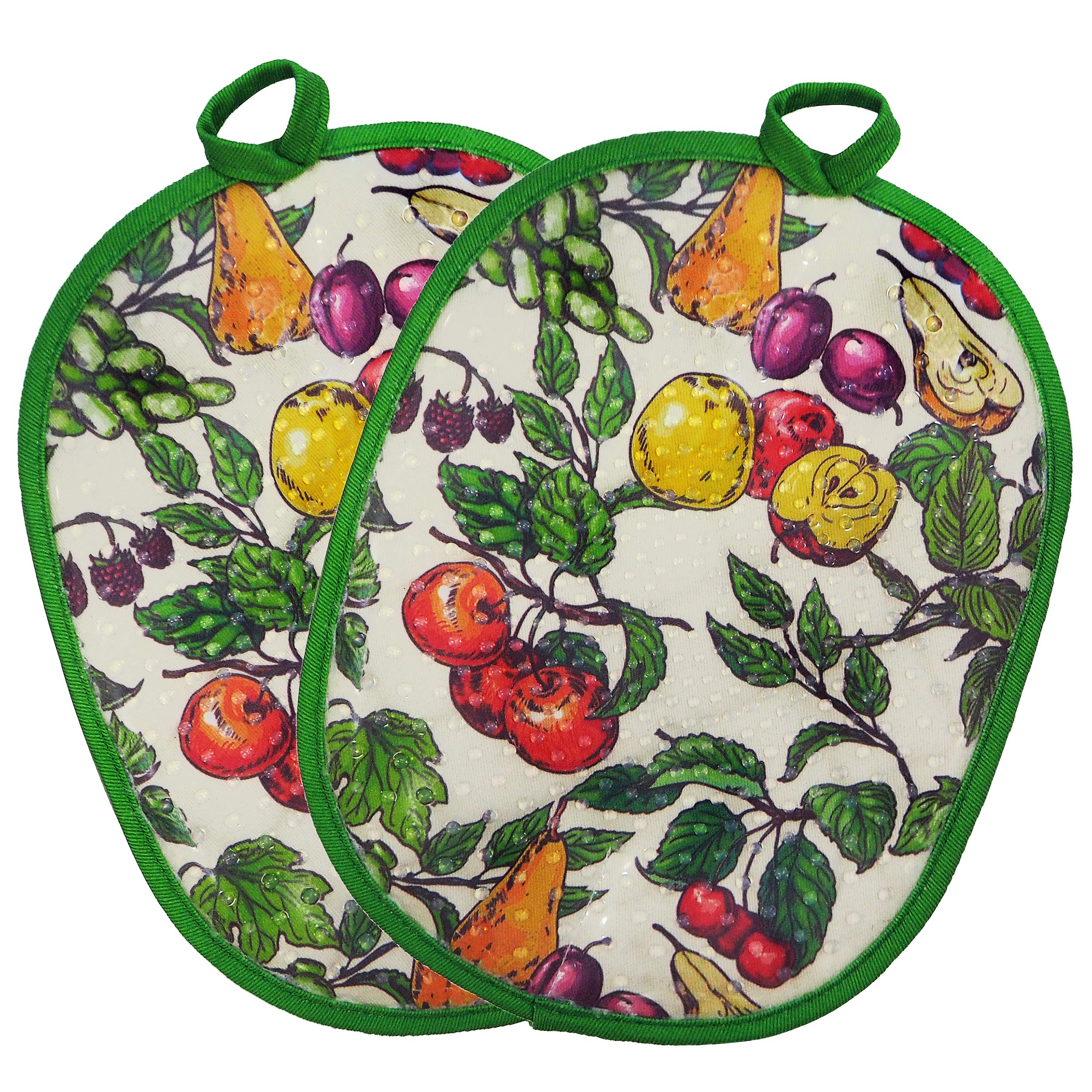 Pot Holders Set Of 2 With Transparent Clear Silicone Shell And Nice Fruit Flower Cotton Lining, Heat Resistant To 500 F Kitchen