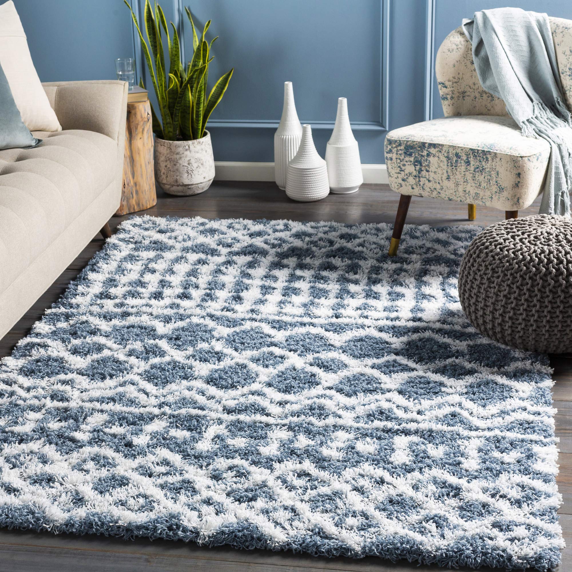 Livabliss Hapsburg Moroccan Shag Area Rug, 710 x 102, Denim