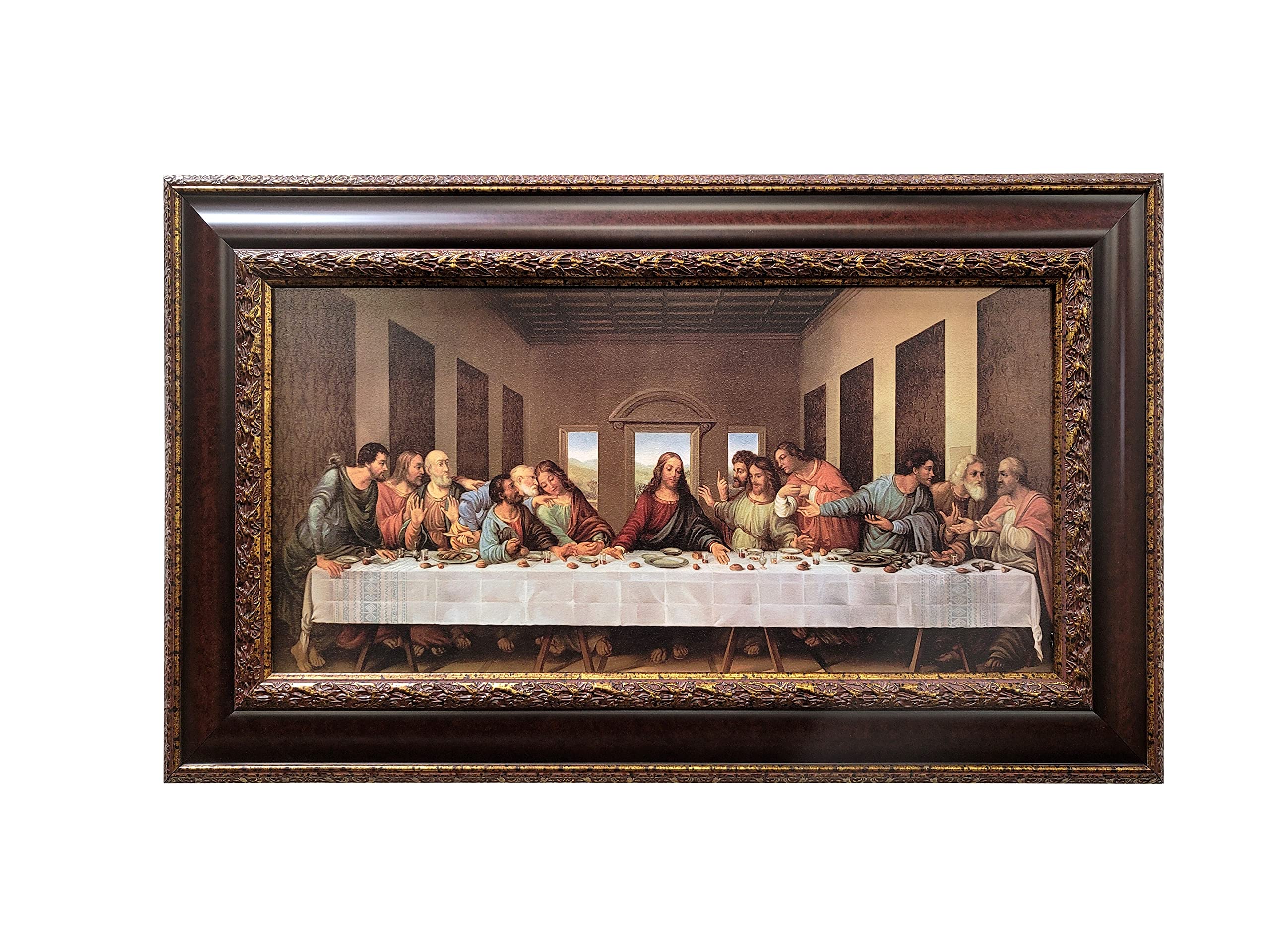 Mom'S Art Studio - Last Supper Wall Decor 37.5 X 23 Inches, Leonardo Da Vinci Reproductions, Museum Look Art Framed, Artists Acr