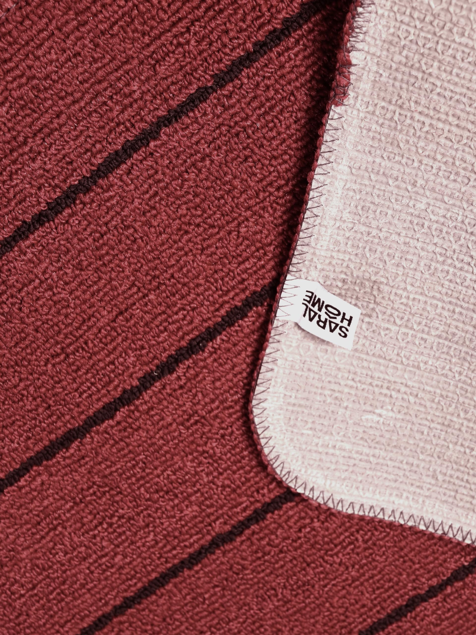 SARAL HOME EASY LIVING Polypropylene Striped Anti Skid Runner (45X120 cm, Maroon)