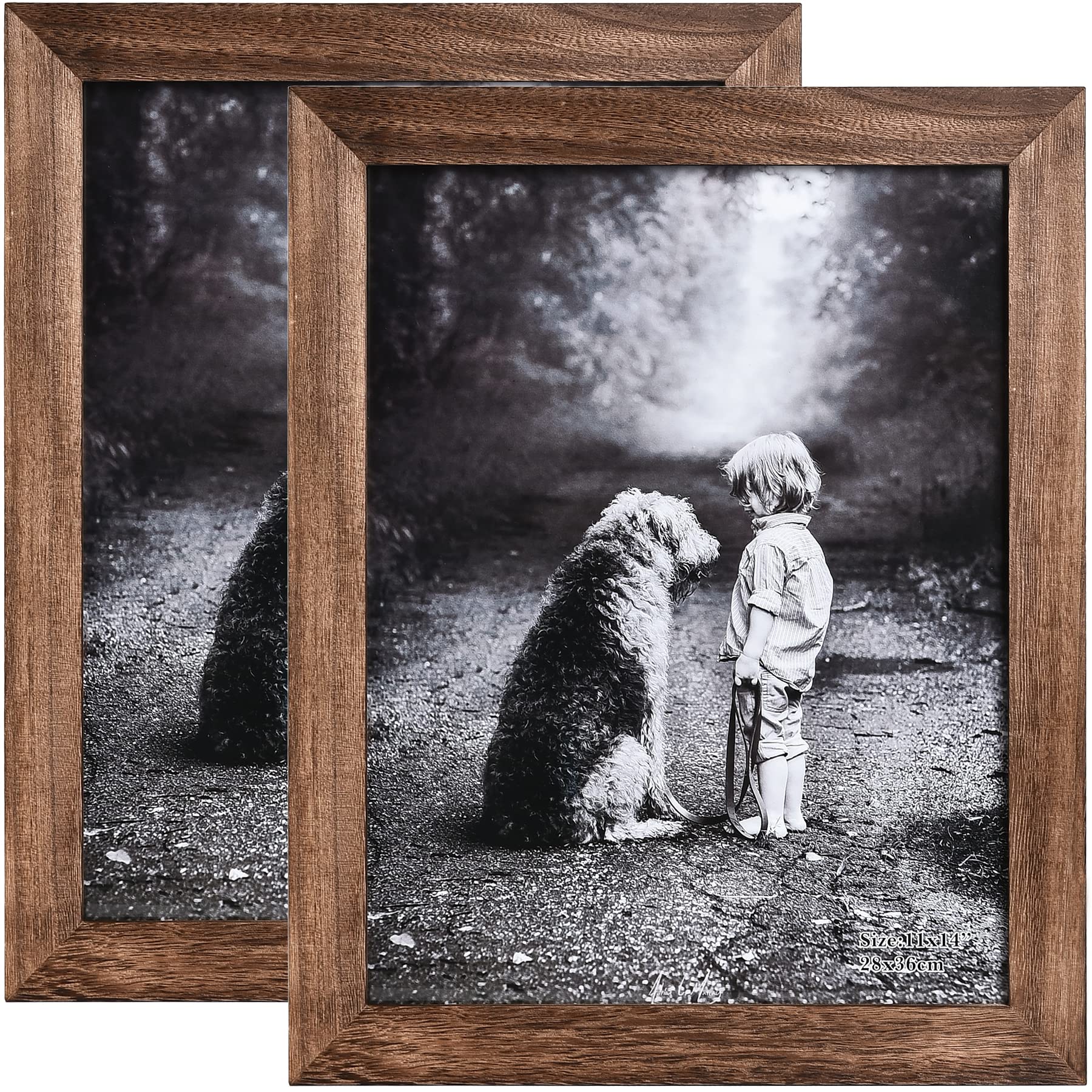 Yaetm-11X14 Picture Frame, Natural Solid Wood Photo Frame Display For Wall Mounting, High Definition Glass Carbonized Black(2 Pa