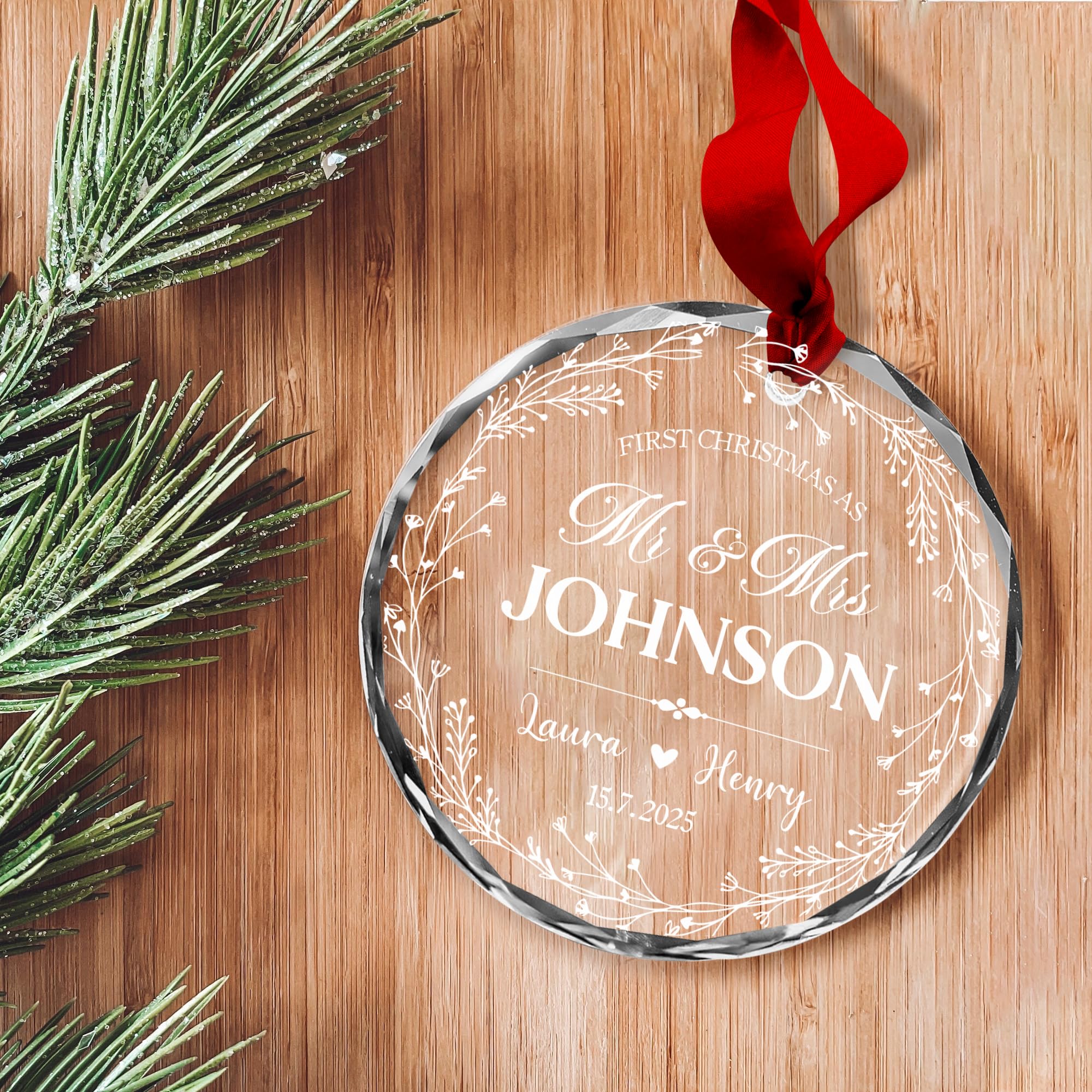 Fastpeace First Christmas Married Ornament 2025 Custom Photo Name Date - Mr and Mrs Personalized Wedding Ornament Gift for Newly