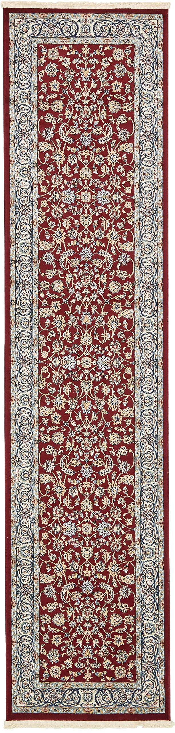 Unique Loom Narenj Collection Classic Traditional Textured Medallion Pattern Design Area Rug, 3 x 13 1 Runner, Burgundy/Beige