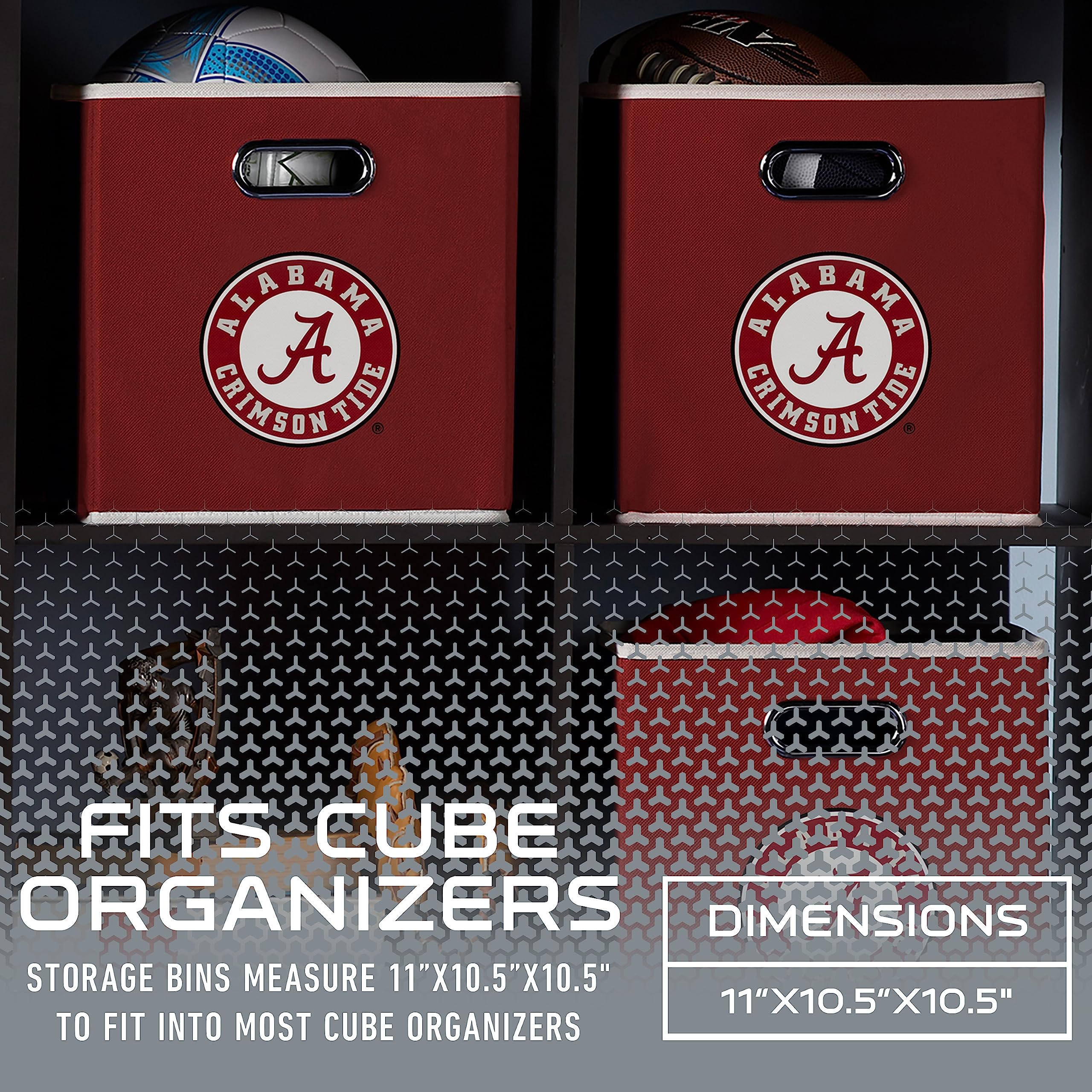 Franklin Sports Ncaa Alabama Crimson Tide Collapsible Storage Bin - Made To Fit Storage Bin Shelf Organizers - 10.5'' X 10.5''