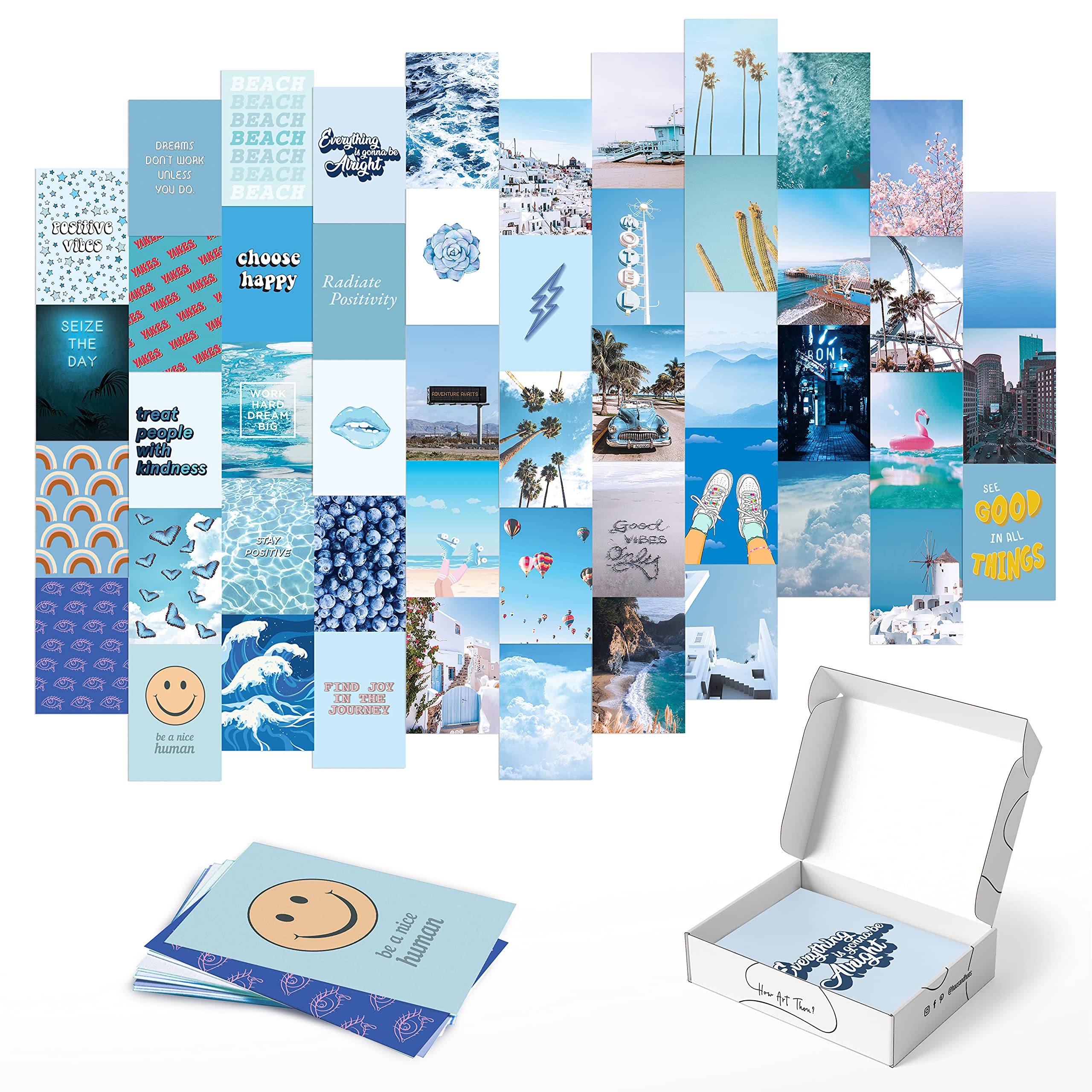 Haus And Hues Blue Photo Collage Kit For Wall Aesthetic D  Cor Beach Aesthetic Posters & Aesthetic Pictures | Aesthetic Blue Col
