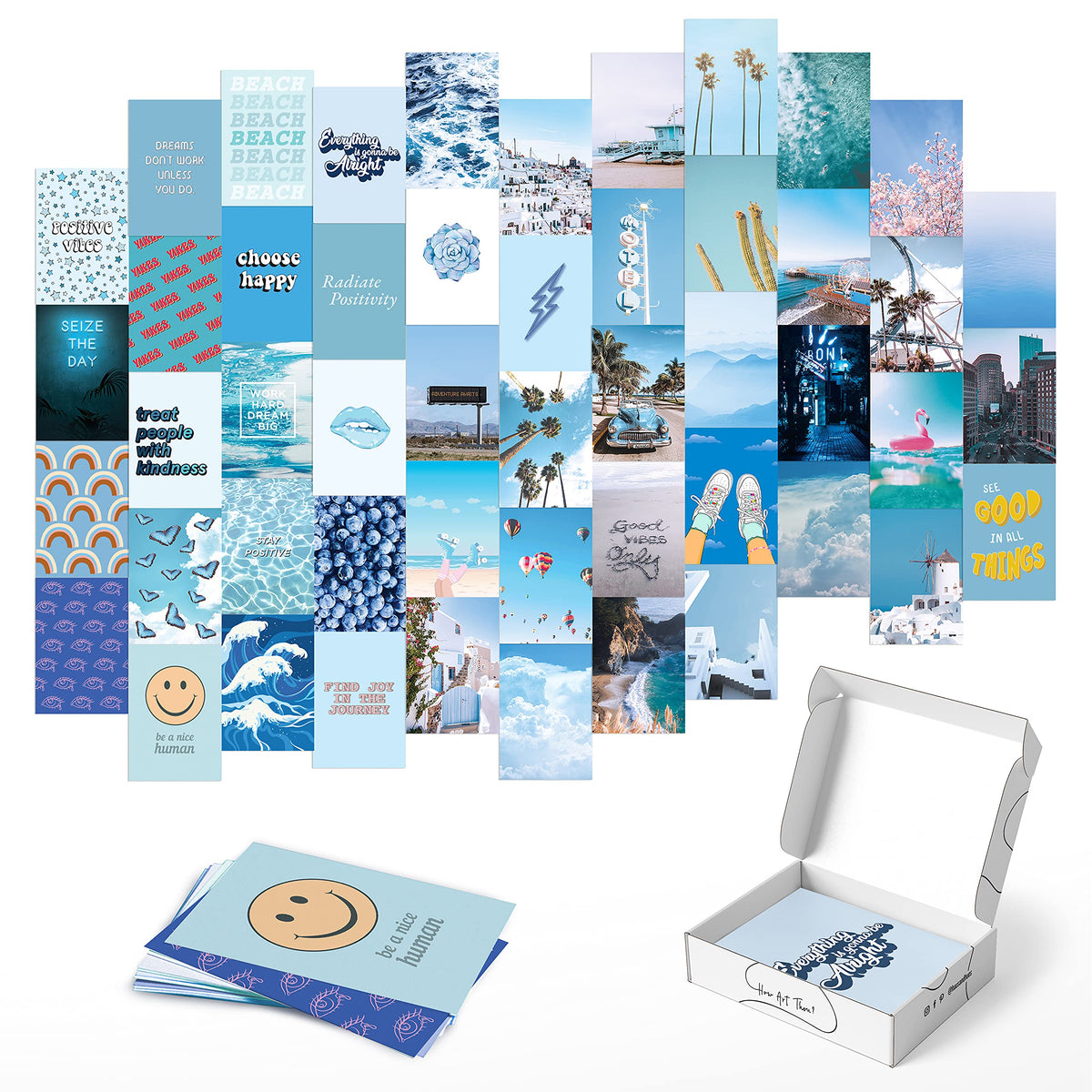 Haus And Hues Blue Photo Collage Kit For Wall Aesthetic D  Cor Beach Aesthetic Posters & Aesthetic Pictures | Aesthetic Blue Col