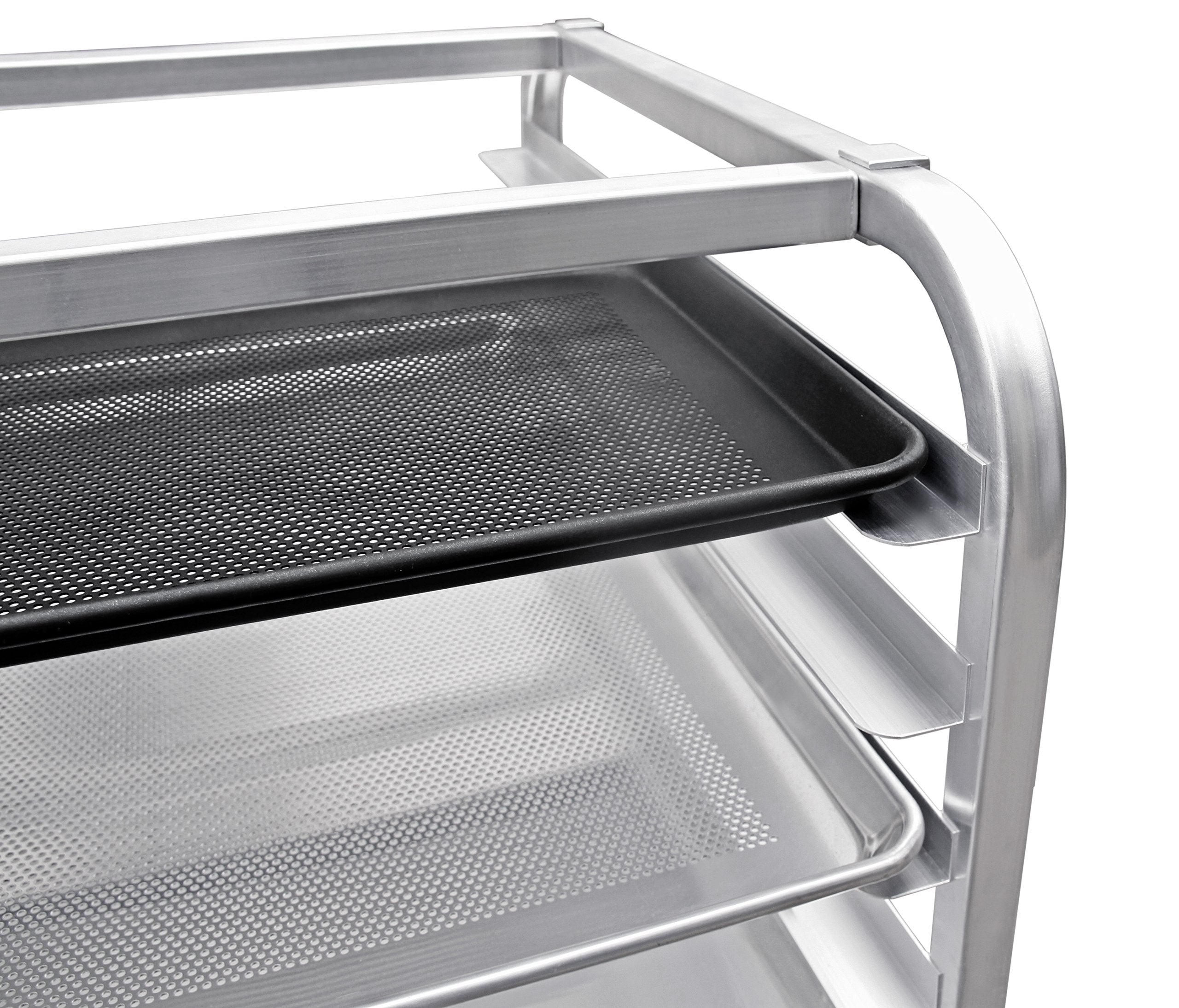 New Star Foodservice 36510 Commercial-Grade Aluminum 10-Tier Sheet Pan/Bun Pan Rack  26'' L x 20'' W x 38'' H with Brake Wheels
