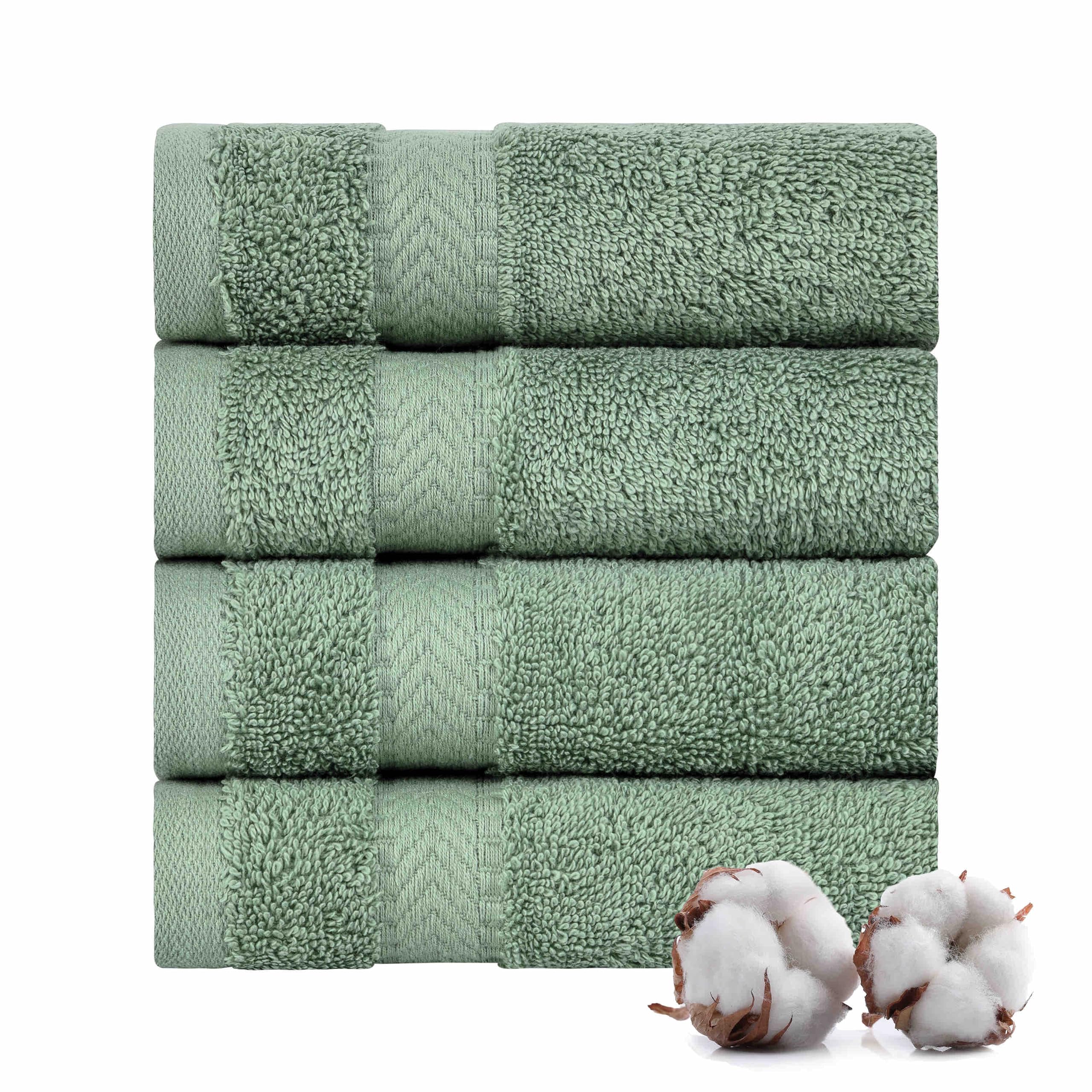 Textilom 100% Turkish Cotton 4 Piece Luxury Washcloth Towel Set For Bathroom & Kitchen, Thick & Super Soft & Highly Absorbent &