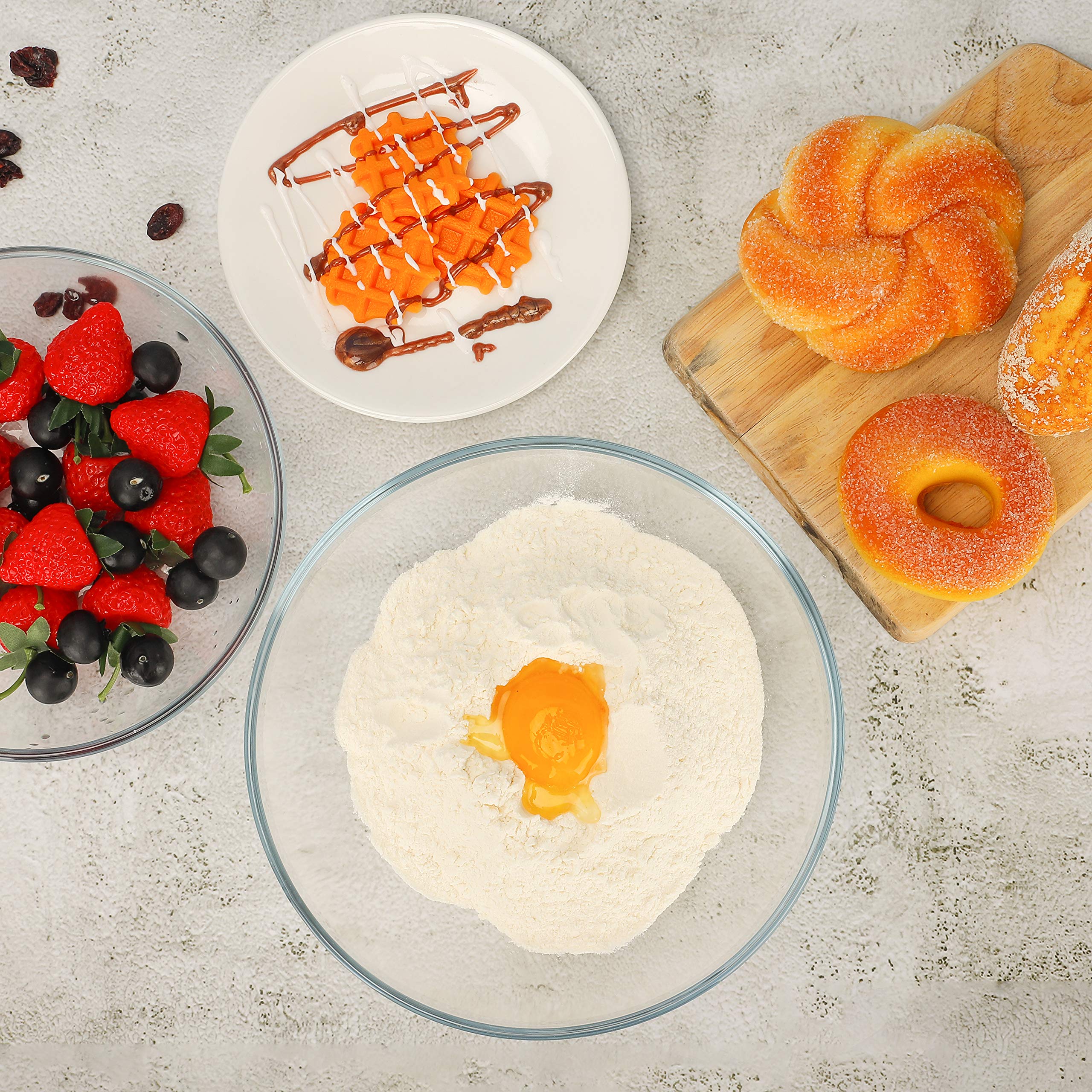 Foyo 8-Inch Round Tempered Glass Bowl For Mixing Salad Or Cereal, Set Of 2