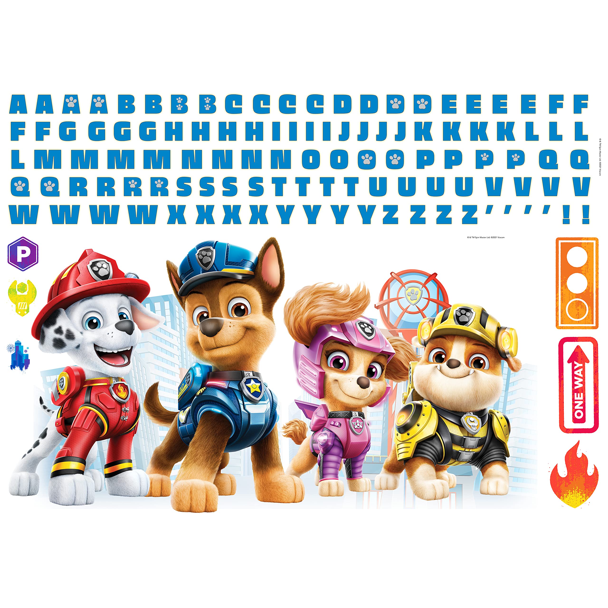Roommates Rmk5122Gm Paw Patrol Peel And Stick Giant Wall Decals With Alphabet For Personalization