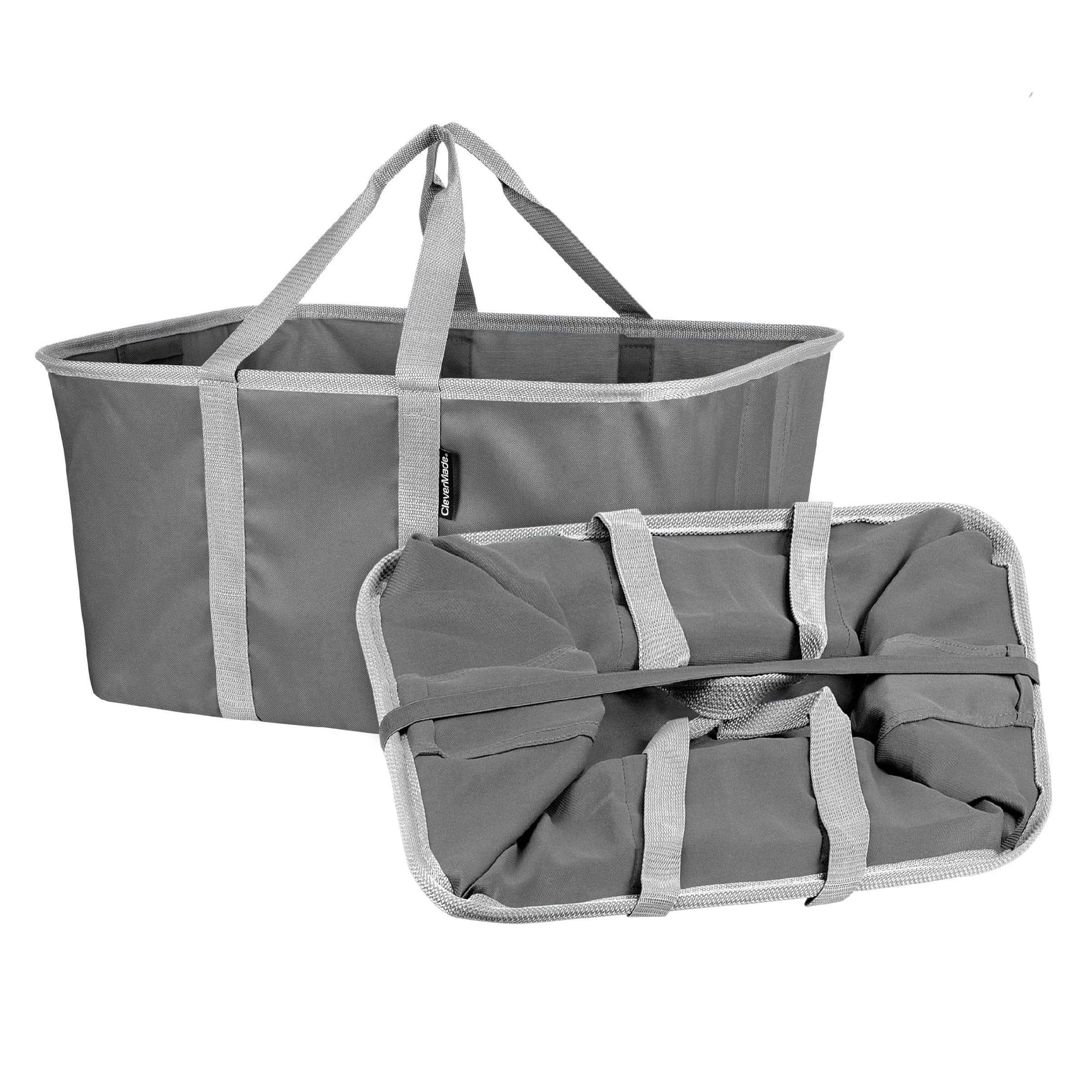 Clevermade Collapsible Fabric Laundry Baskets - Foldable Pop-Up Storage Container Organizer Bags - Large Rectangular Space Savin
