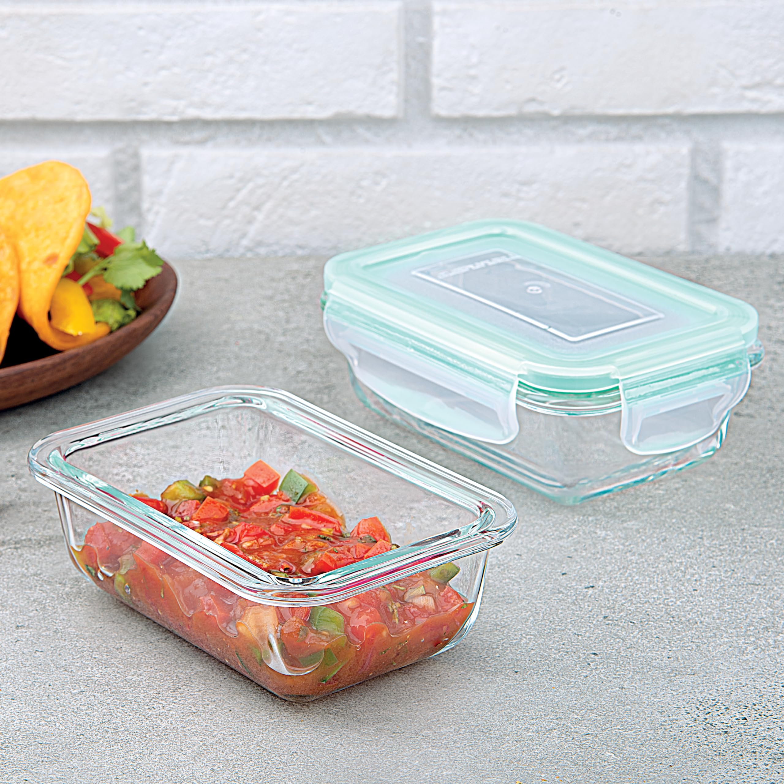 La Opala Cook Serve Store 100% Borosilicate Glass Storage Container | Clip N Store With AirTight Snap Lid | Rectangle 180 Ml | 