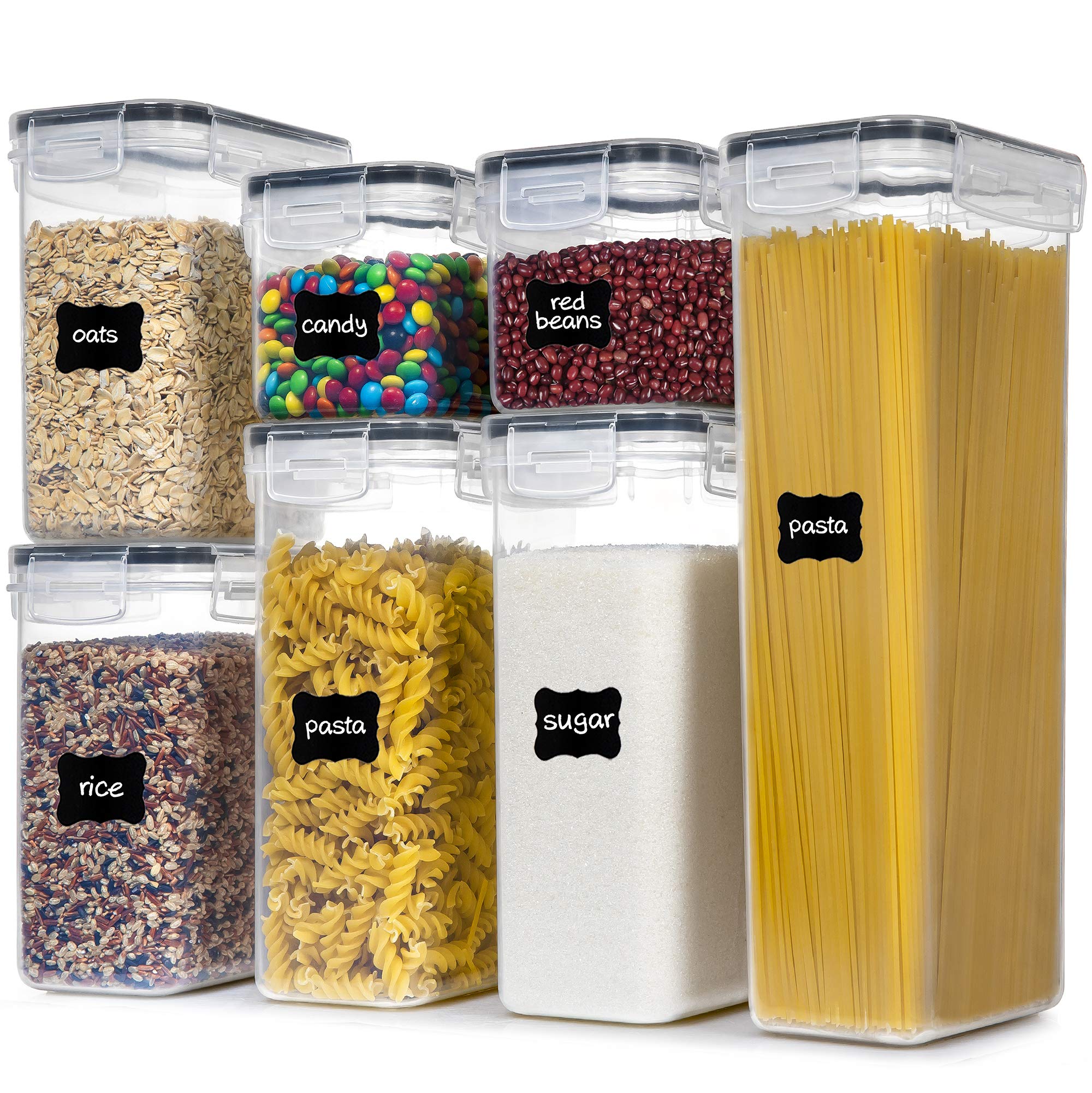 PANTRYSTAR Airtight Food Storage Containers With Lids  7 PCS BPA Free Kitchen Storage Containers for Spaghetti  Pasta  Dry Food Flour and Sugar  Plastic Canisters for Pantry Organization and Storage