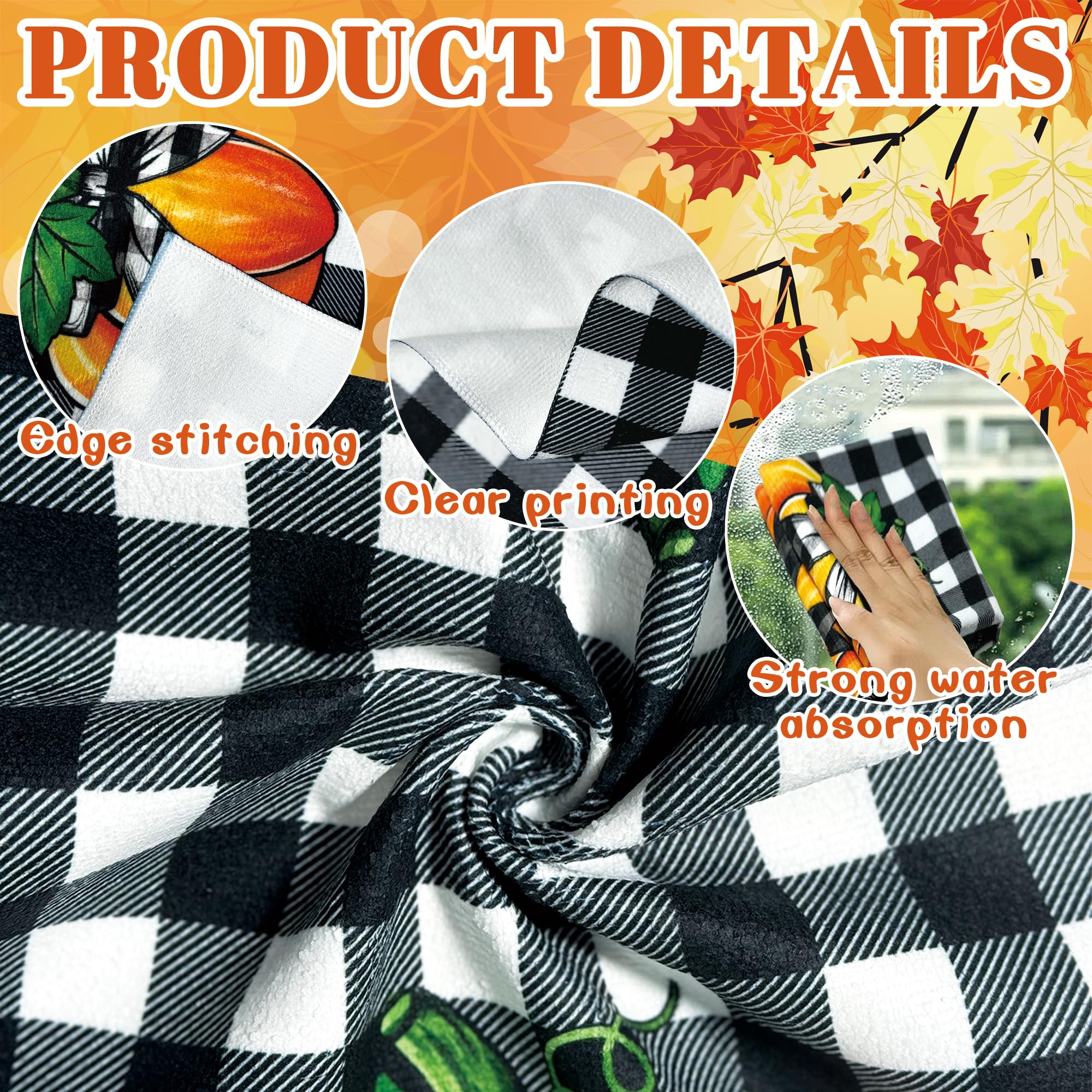 Antpfae Fall Hand Towels Set Of 2, Fall Harvest Pumpkin Maple Leaves Bath Hand Towels For Bathroom Decorative Autumn Soft Absorb