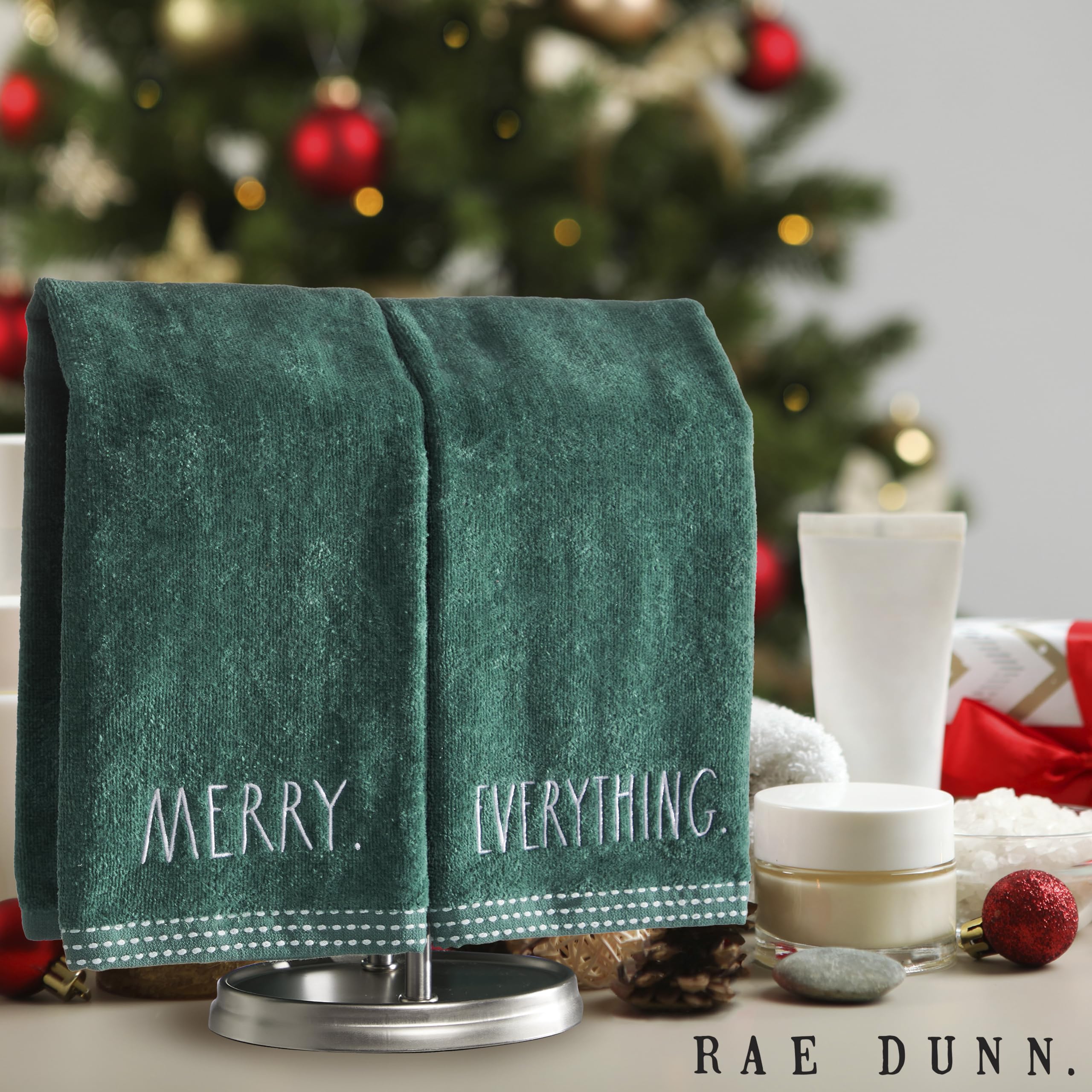 Rae Dunn Hand Towels, Embroidered Decorative Hand Towel For Kitchen And Bathroom, 100% Cotton, Highly Absorbent, Two Pack, 16X28
