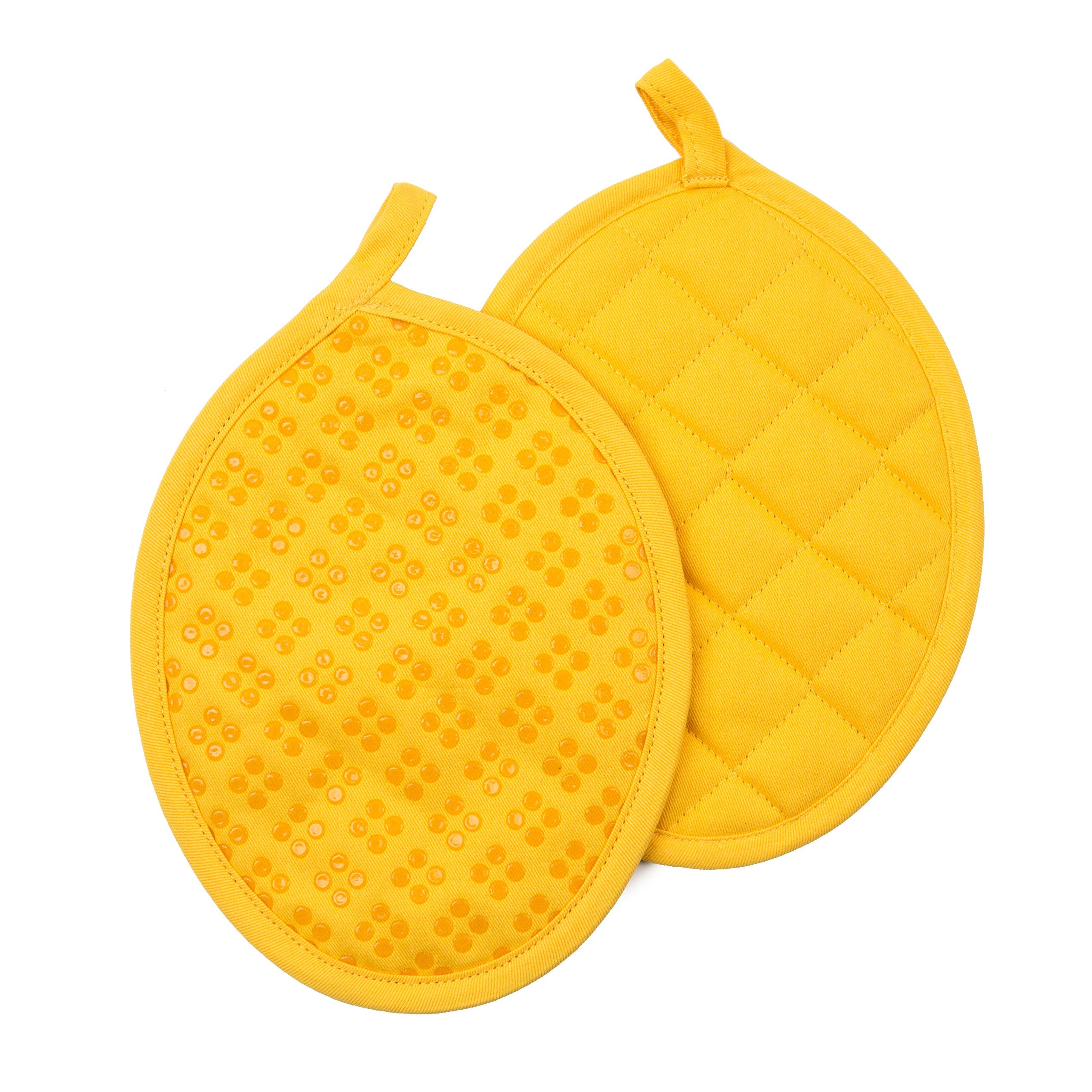 Oven Mitt And Pot Holders Silicone Set Of 3, Non-Slip Kitchen Hot Pads And Oven Mitts Set, Oeko-Tex 100% Cotton Shell, Yellow