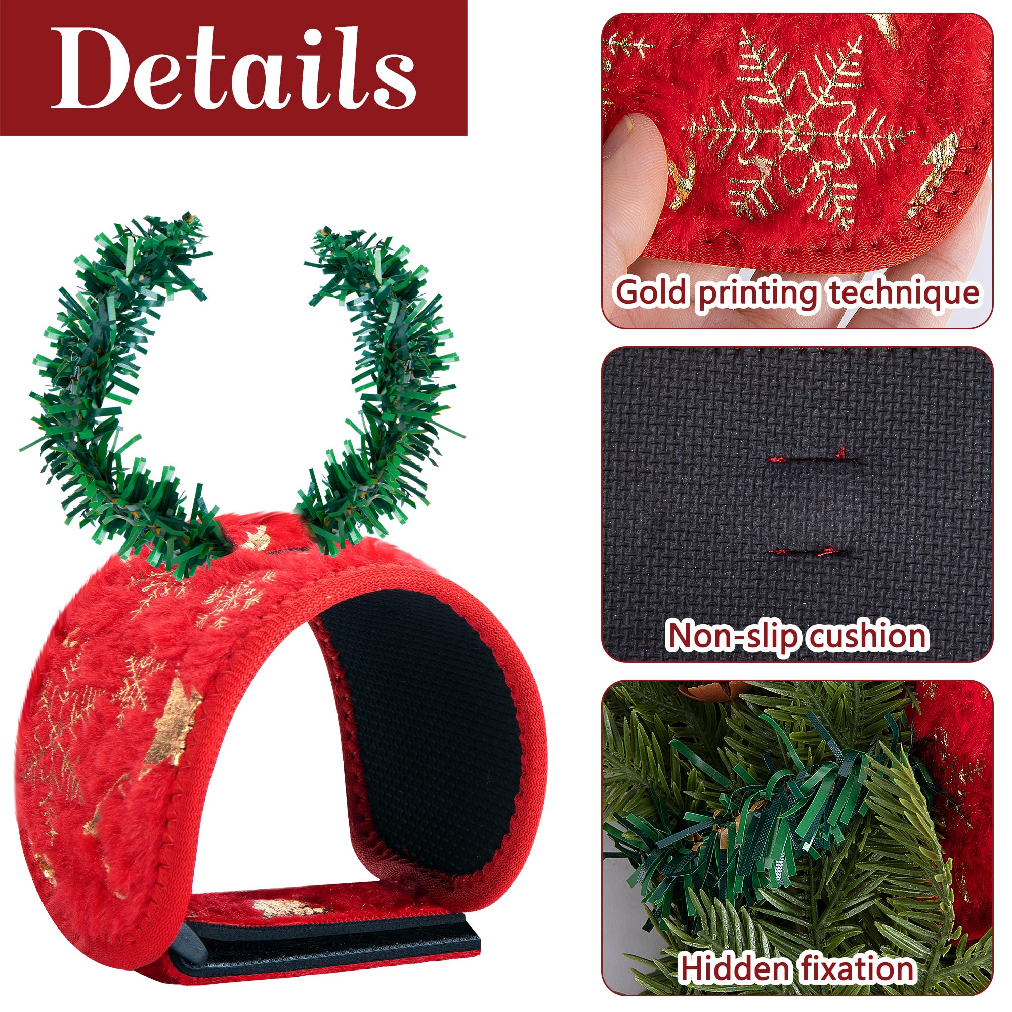 8 Pcs Railing Protection Christmas Garland Ties, Red Decorative Banister Garlands Hanger, Adjustable Banister Protective Padded