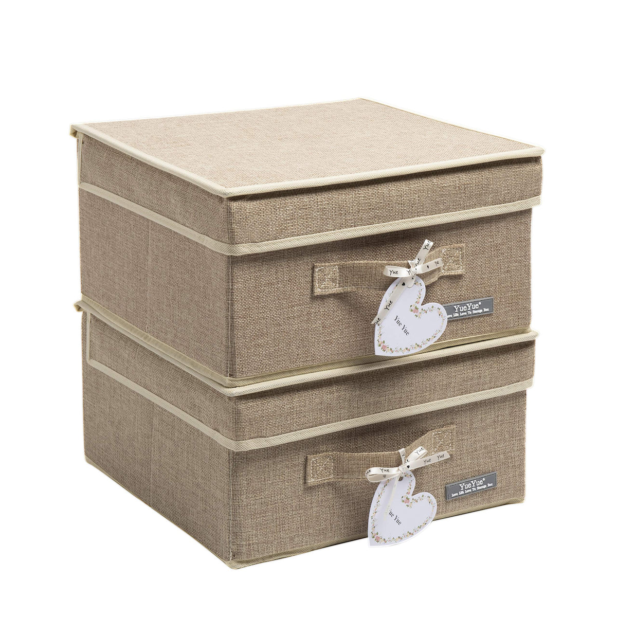 Yueyue Foldable Fabric Closet Organizer Bins Box Storage - 2 Pack 12.4 X 12 X 6.7 Inch Storage Bins With Lids Boxes Linen - Bins