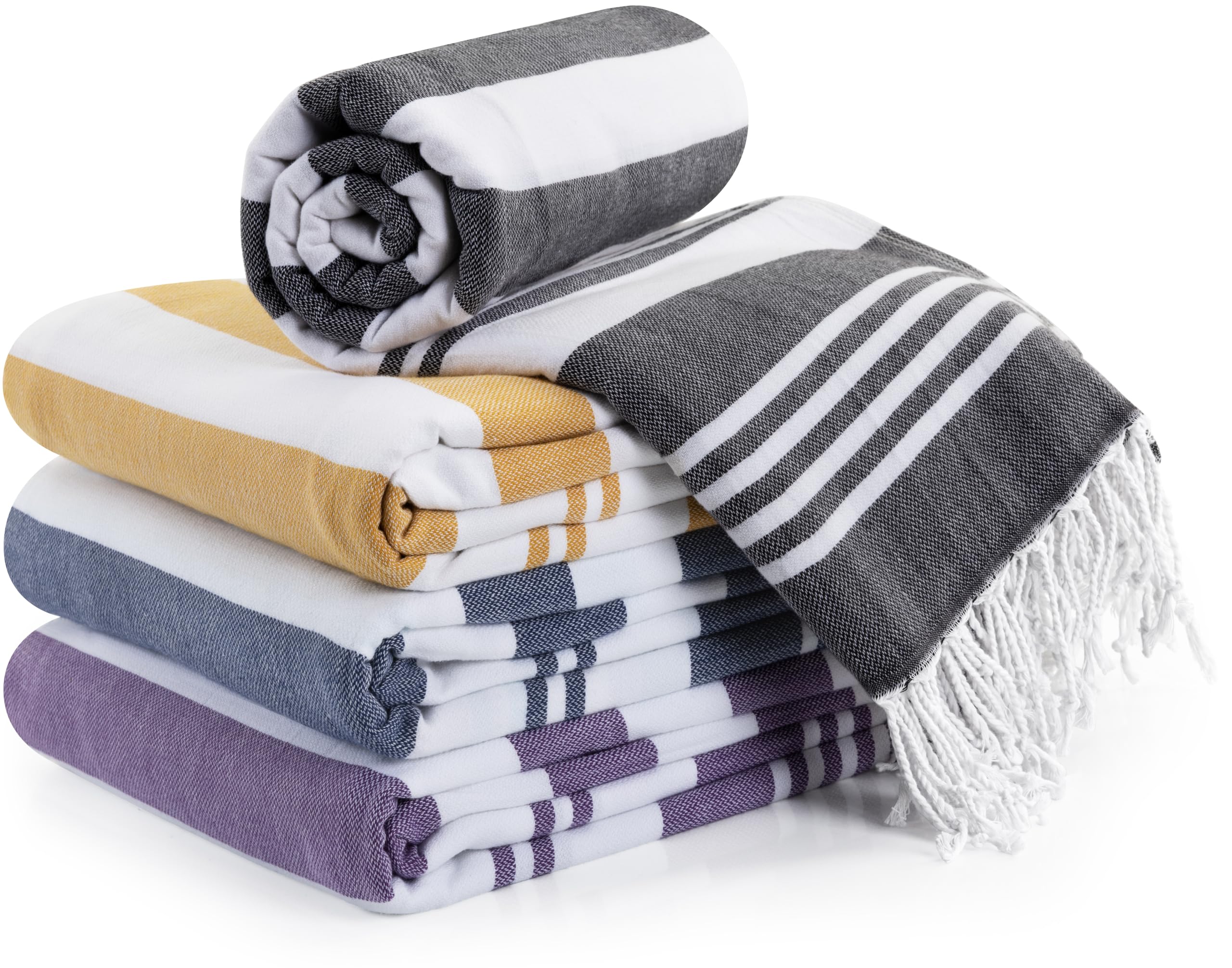 Utopia Towels - 4 Pack Turkish Beach Towel (40 X 72 Inches) - 100% Cotton Oversized Sand Free Quick-Dry Turkish Towel, Prewashed