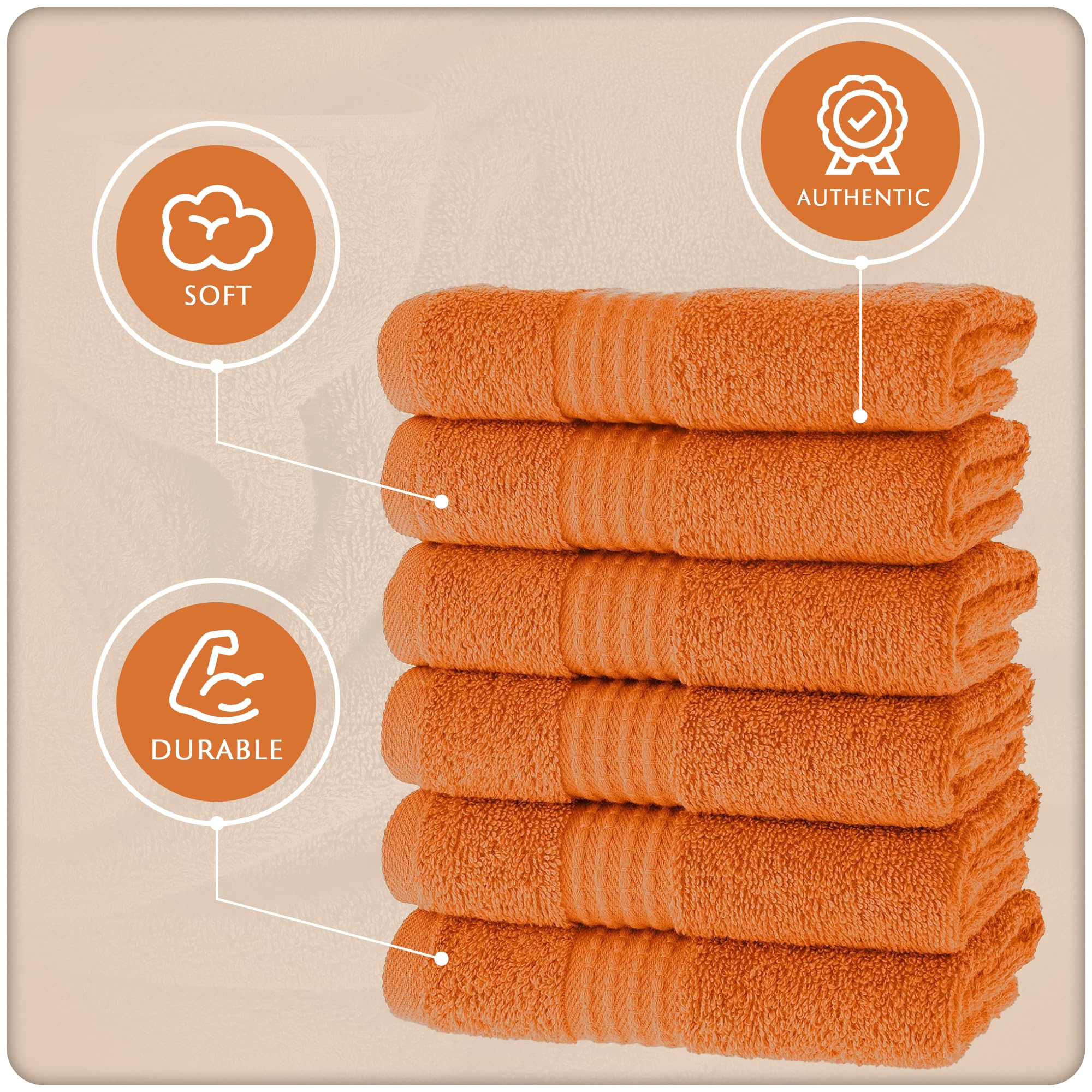 Maura Basics Turkish Cotton Washcloth Towel Set High Performance Bathroom Essentials With Hanging Loops, Standard Size 13   X13