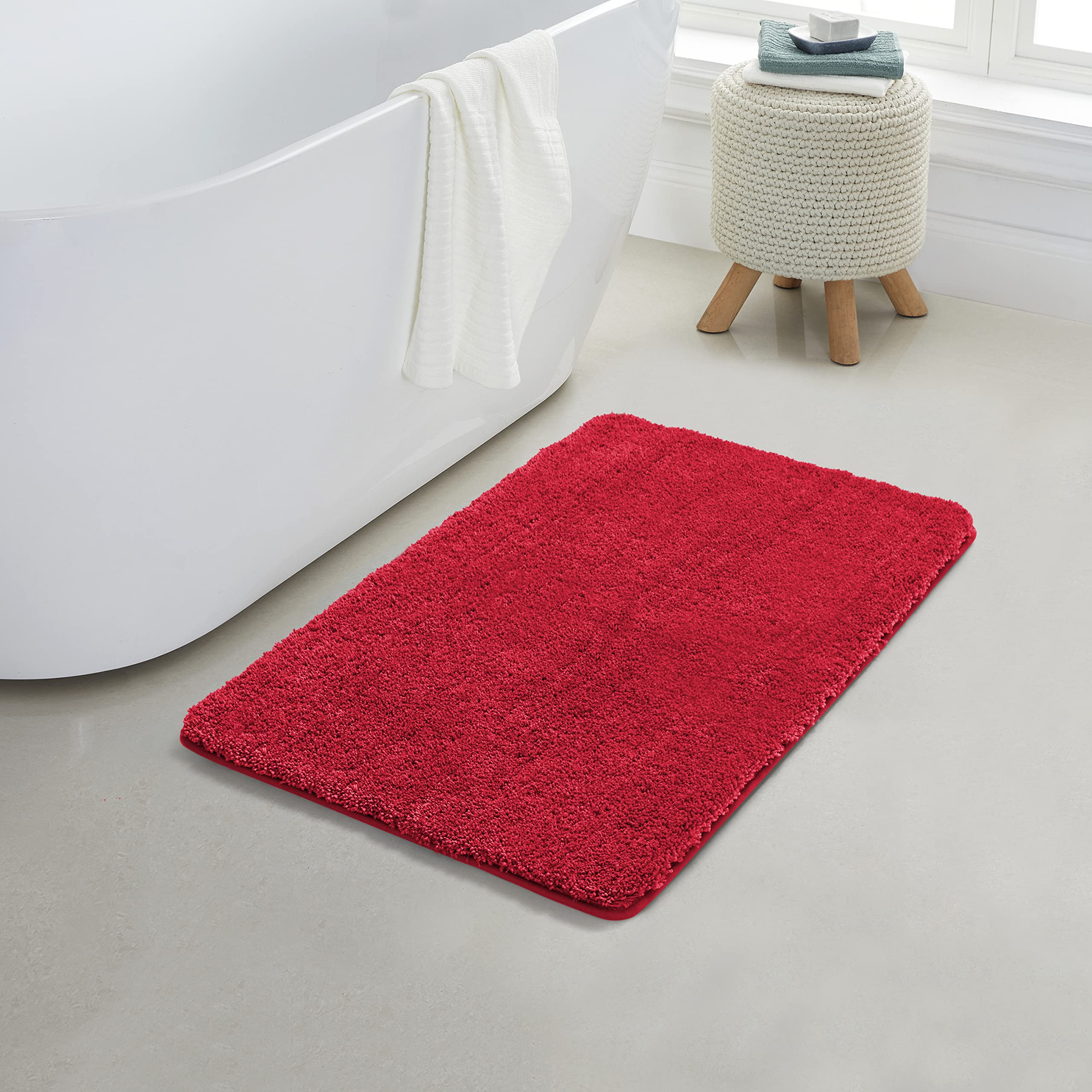 Yafa Home Fashion 1 Piece Solid Microfiber Soft Bathroom Rug, Non-Slip Tpr Backing