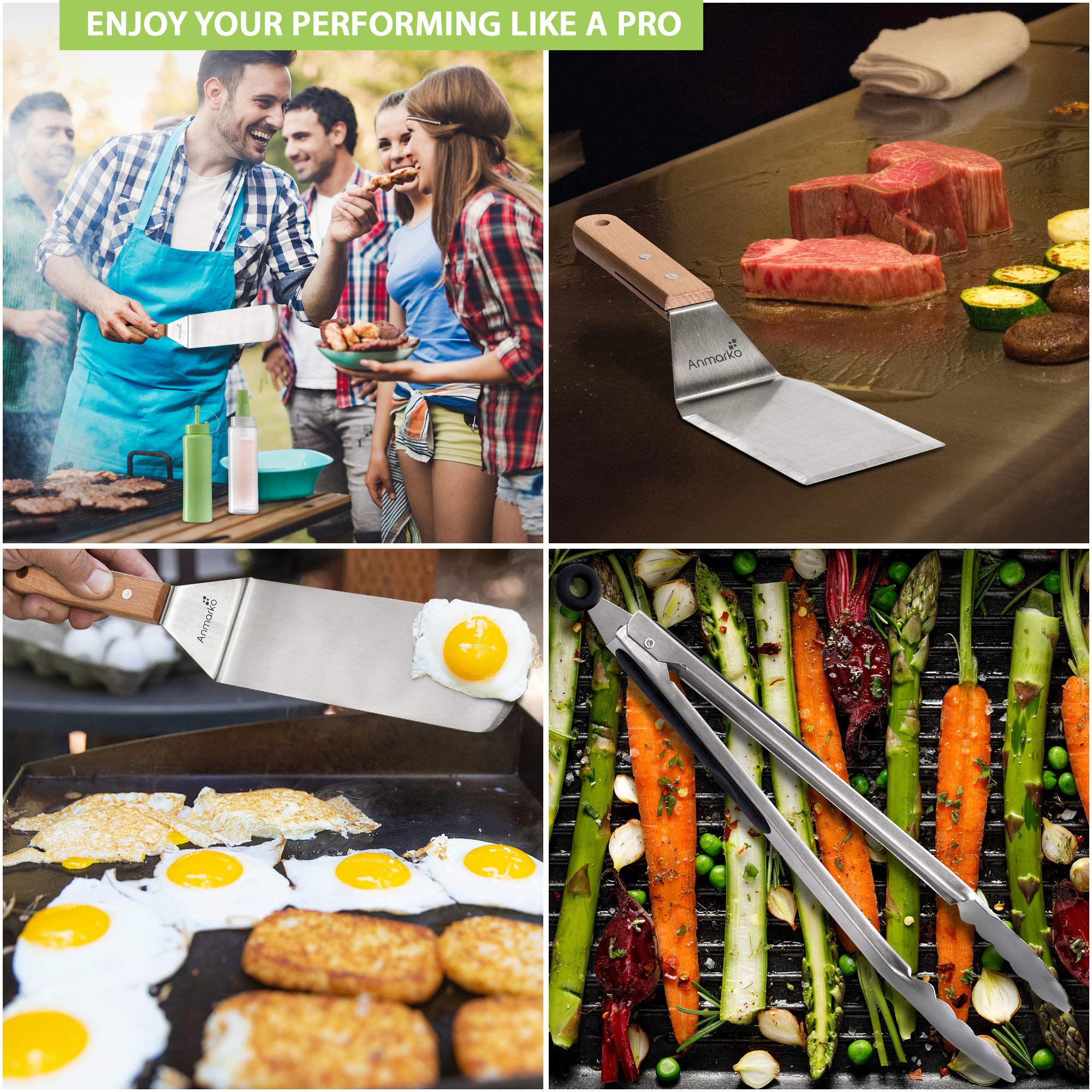 Metal Spatula Set Of 4 - Griddle Accessories Kit - Grill Flat Spatula Pancake Flipper Hamburger Turner - Metal Utensil Great For