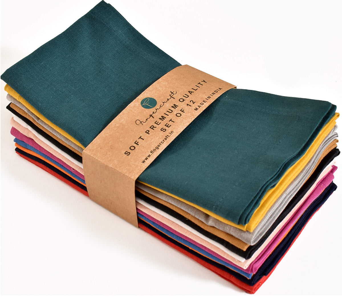 Fingercraft Multicolor Cloth Napkins - Set Of 12 Pure Cotton Everyday Lunch Dinner Napkin - Holiday Birthday Party Gift - Soft W