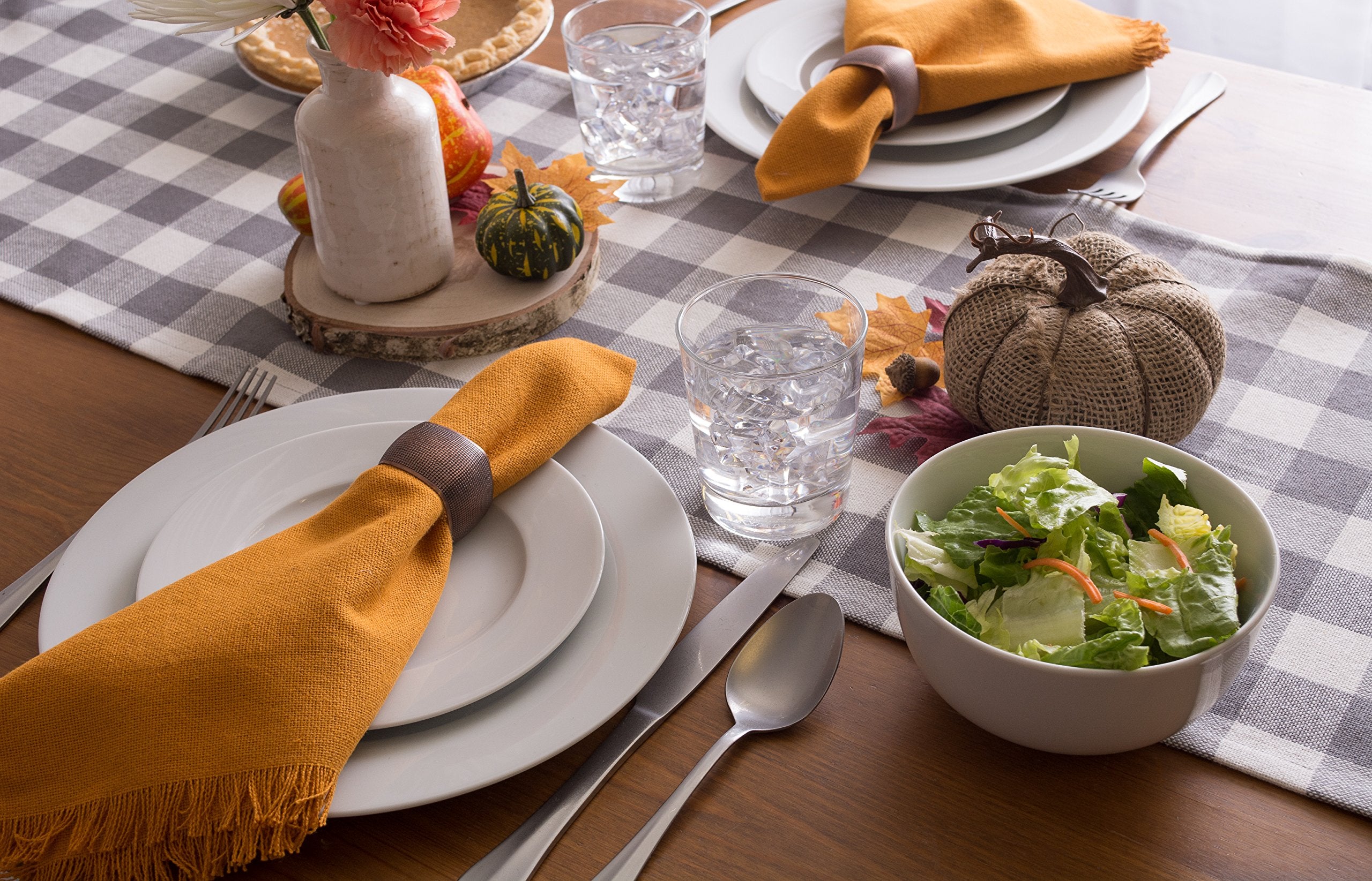 DII Heavyweight Fringed Check Tabletop Collection  Table Runner  14x72  Gray