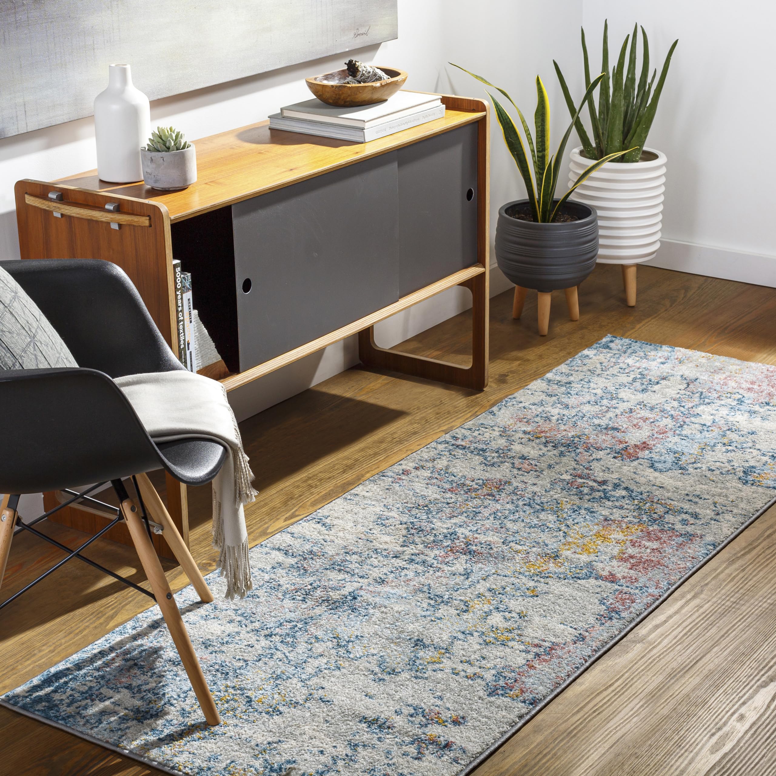 Livabliss Arti Modern Abstract Runner Area Rug, 27 x 73, Aqua/Coral