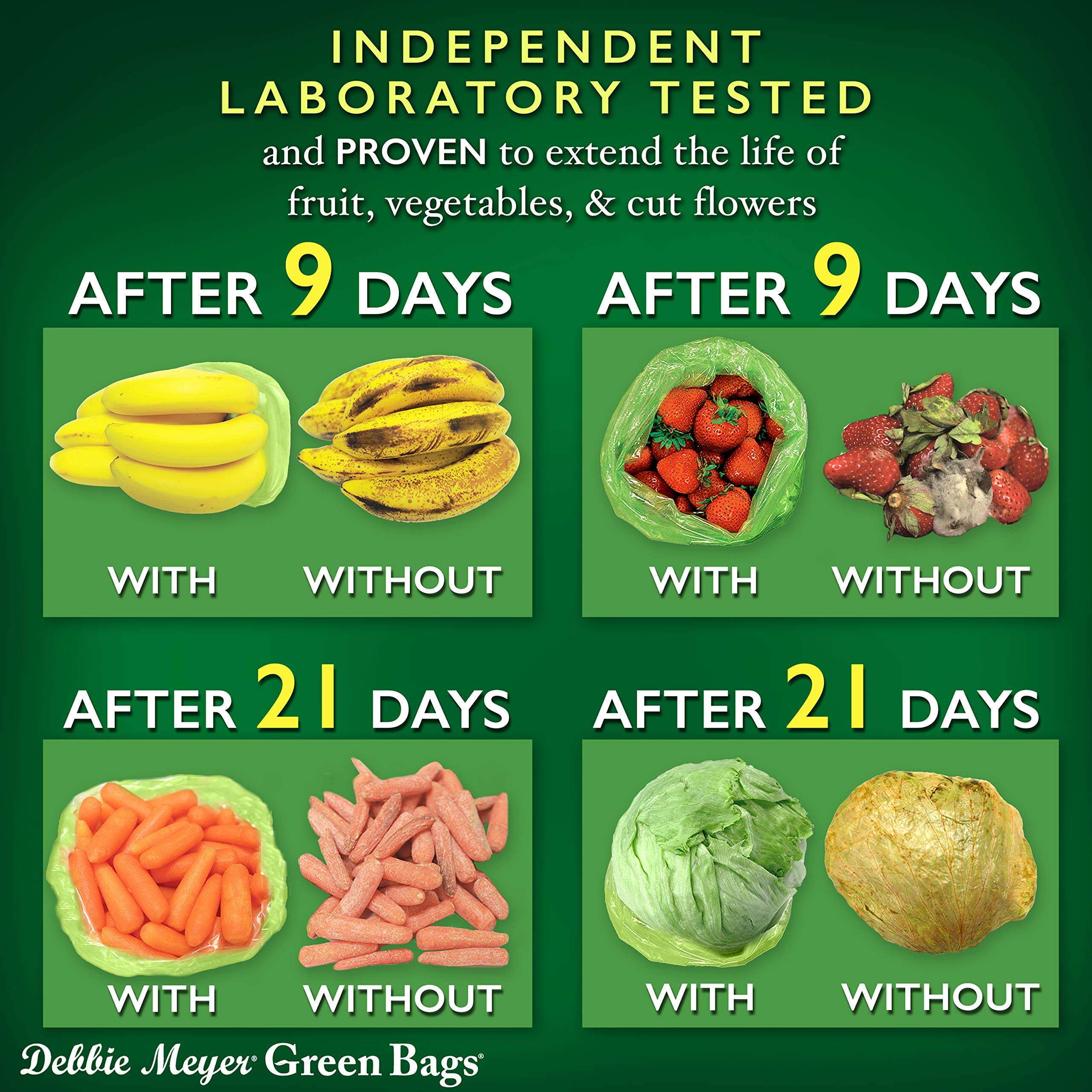 Debbie Meyer Greenbags 32-Pack (16M, 8L, 8Xl) - Keeps Fruits, Vegetables, And Cut Flowers, Fresh Longer, Reusable, Bpa Free, Mad