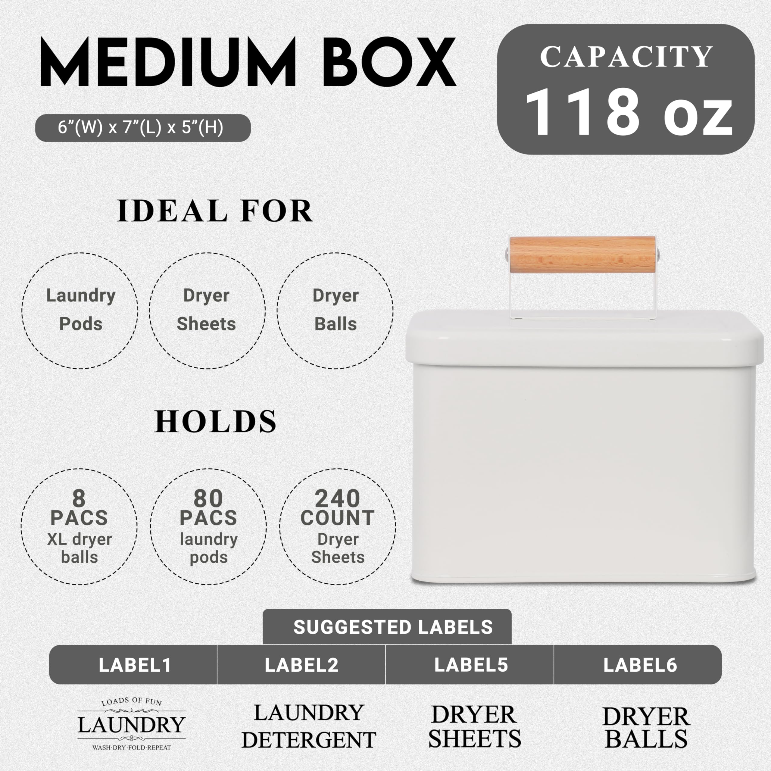 ZOES HOMEWARE 3-Set Laundry Room Organization and Storage  Modern Farmhouse Laundry Room Decor  Laundry Container for Organizing Laundry Pods  Laundry Powder  Dryer Sheets  Dryer Balls