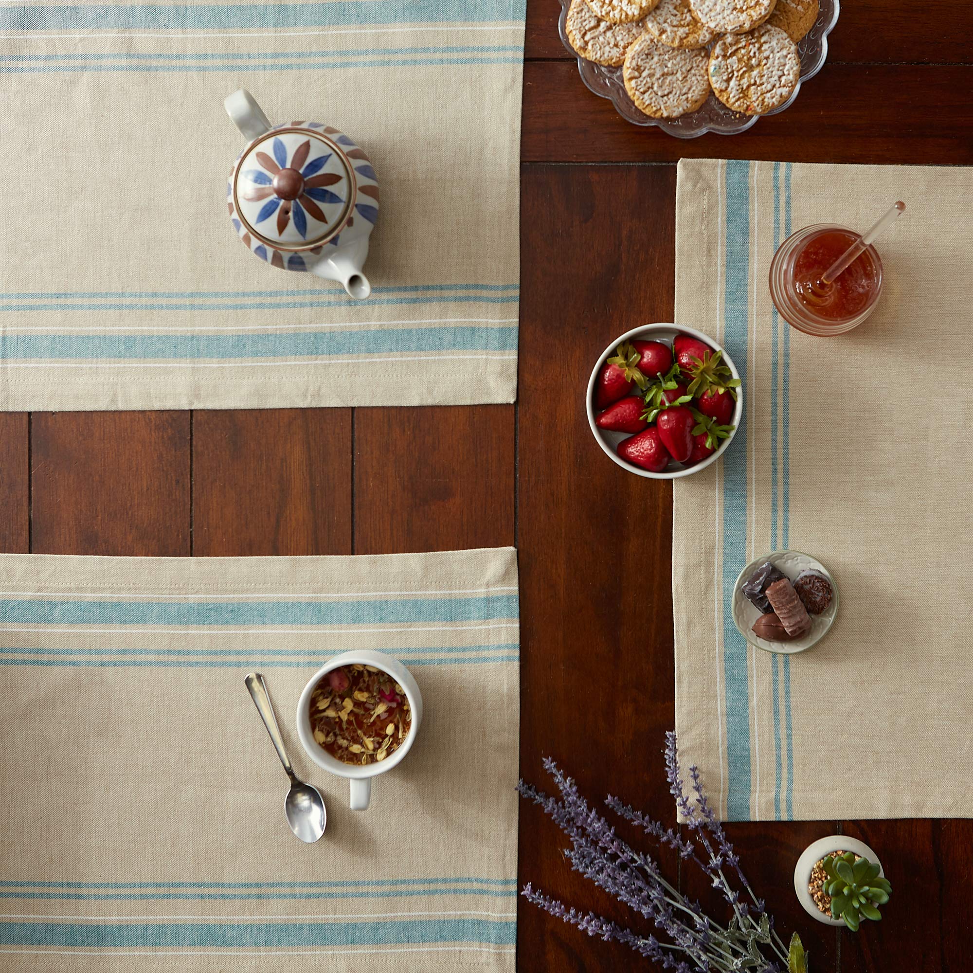 DII Teal French Stripe Placemat (Set of 6)