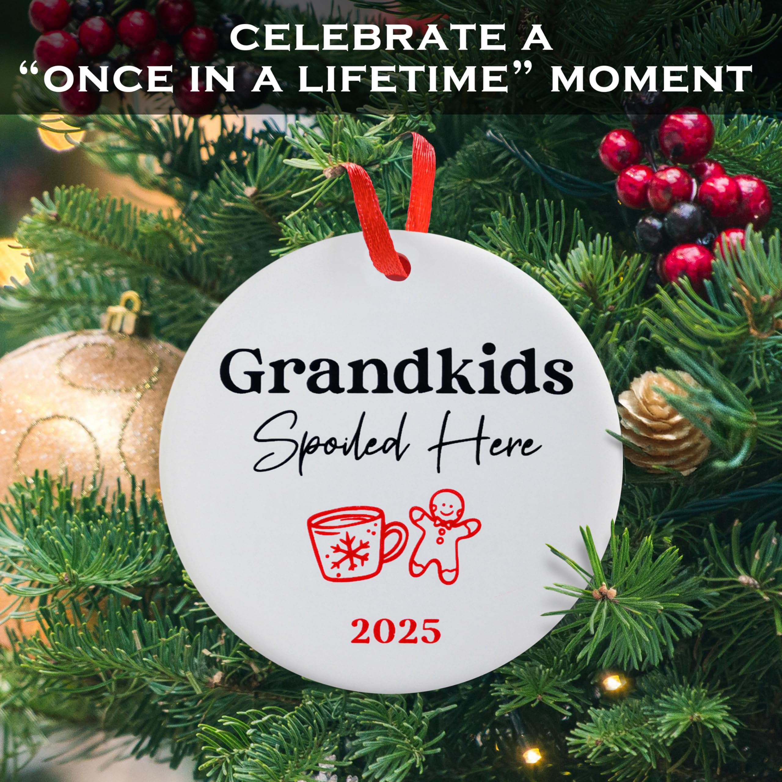 Grandkids Spoiled Here Ornament 3 Inch, Grandkids Christmas Ornament, Grandparent Ornament with Grandkids, Grandparents, Christm