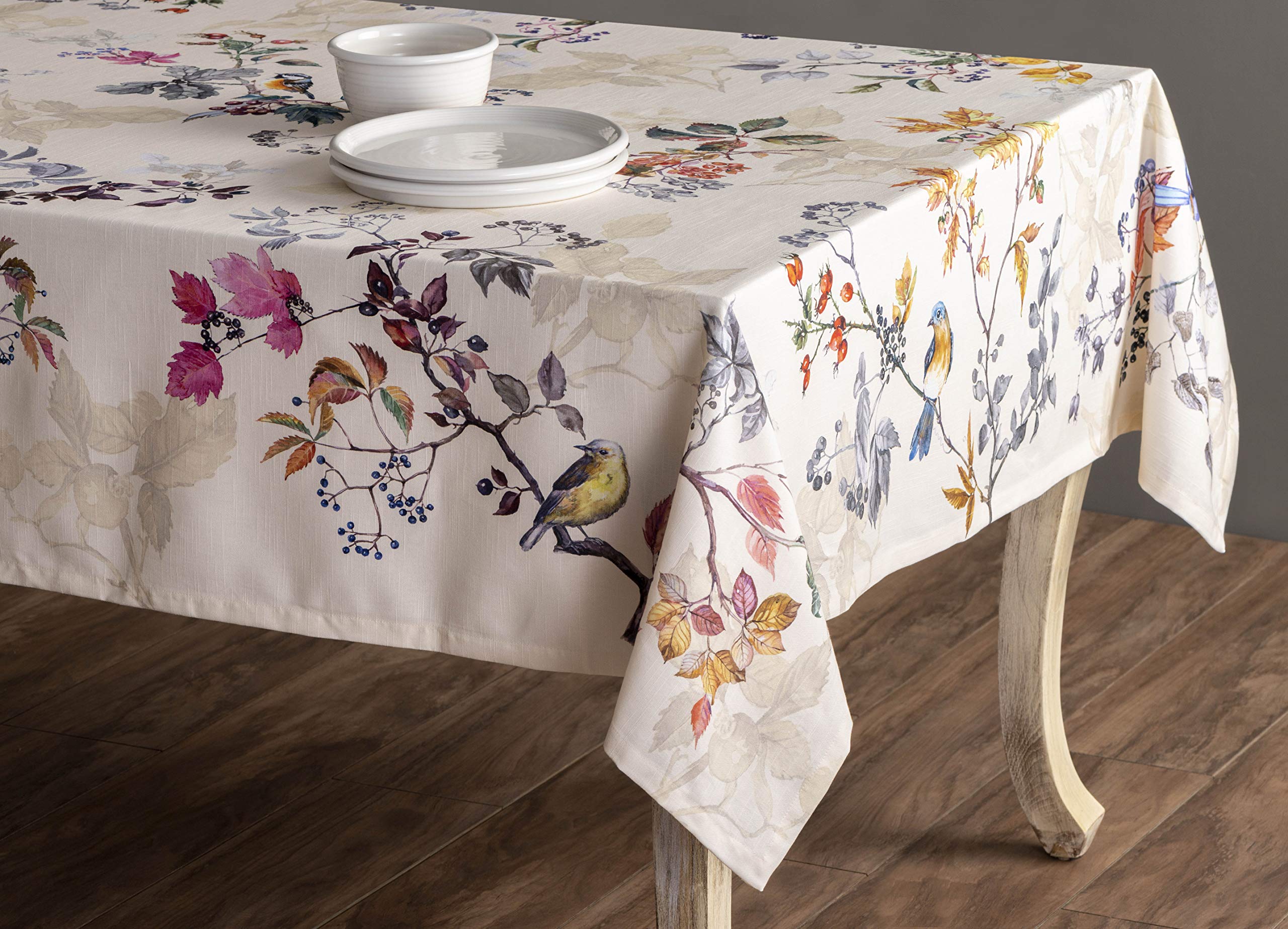 Maison D Hermine Equinoxe - Beige 100% Cotton Tablecloth Kitchen Dining Table Cloth For Rectangle Tables Farmhouse Tabletop Cove