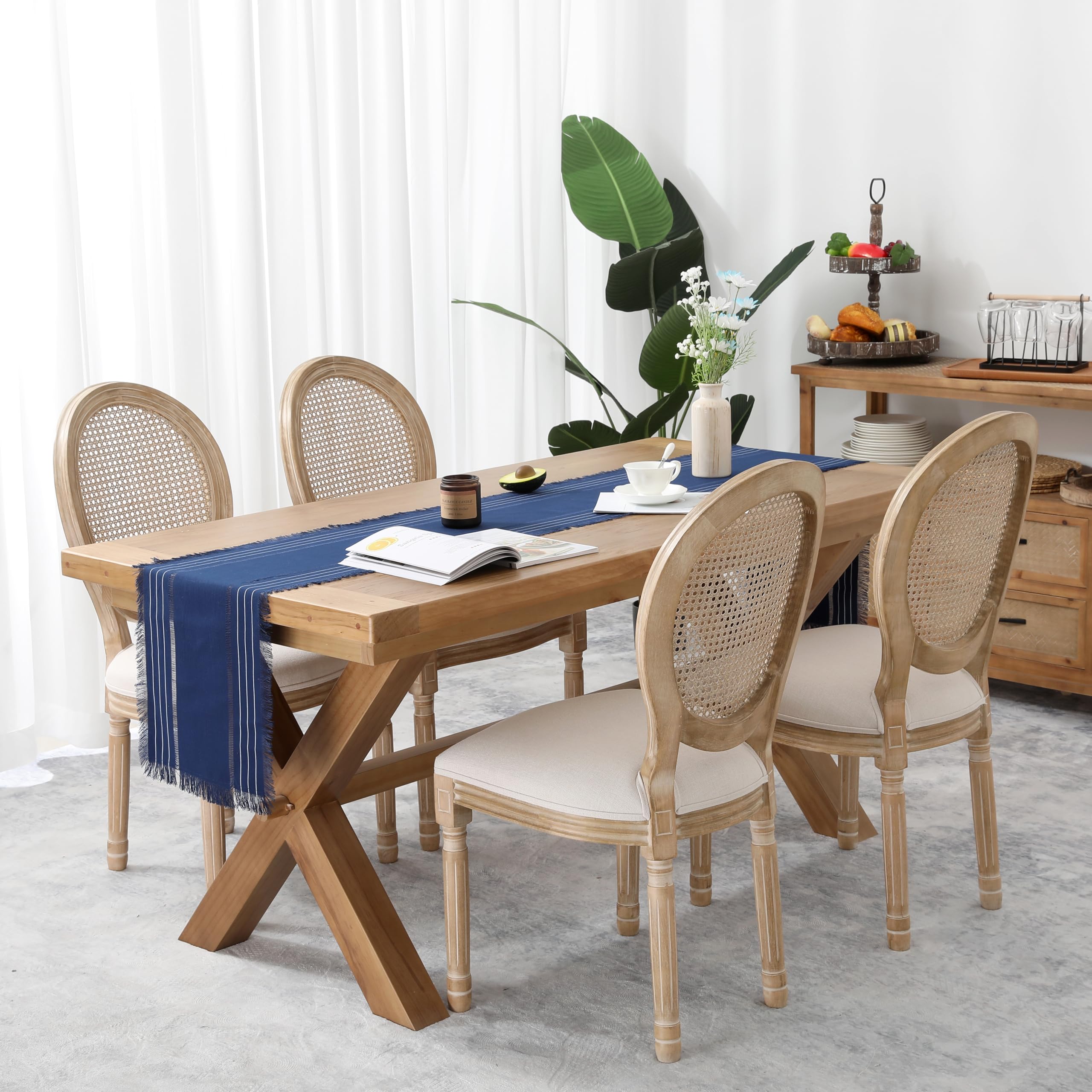 Chassic Farmhouse Style Table Runners, Rustic Boho 108 Inches Long Table Runner For Dining Room,Holiday, Party And Wedding Table