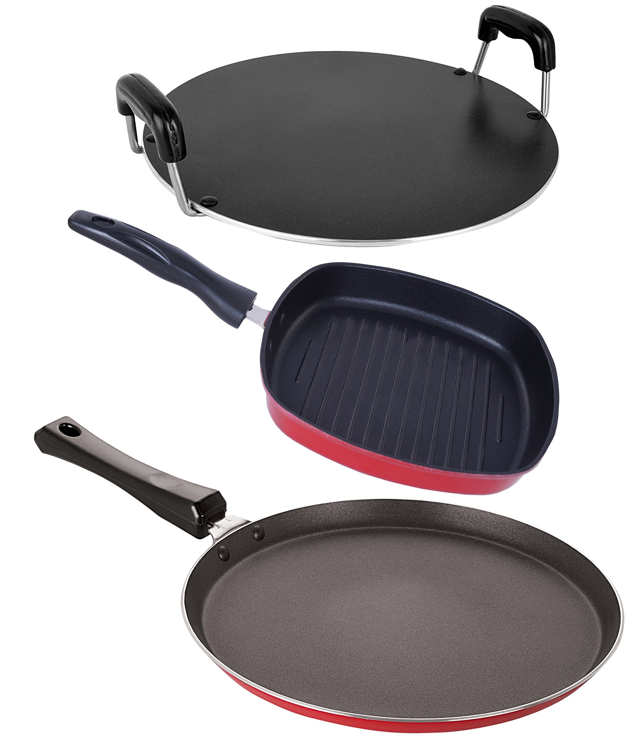 Nirlon NonStick Dishwahser Safe 3 Piece Odor Free Cookware Essential Combo Gift Set Offer, 2.6Mm_Ft13_Gp(24)_Rt