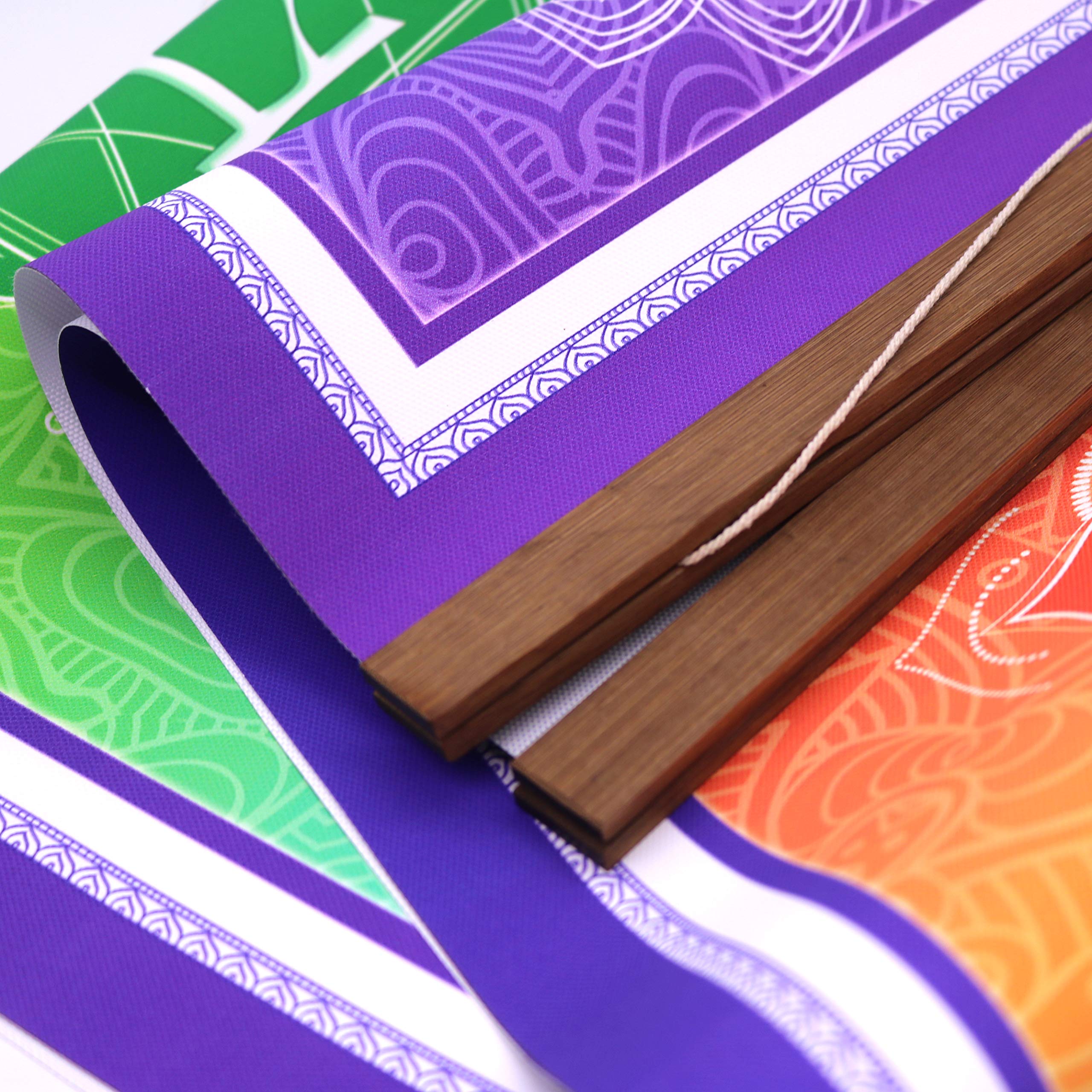 Weroute Large 7 Chakra Mandala Hanging Tapestry Yoga Meditation Banner Scroll Wood Frame Poster Wall Decor Painting14 X 53''